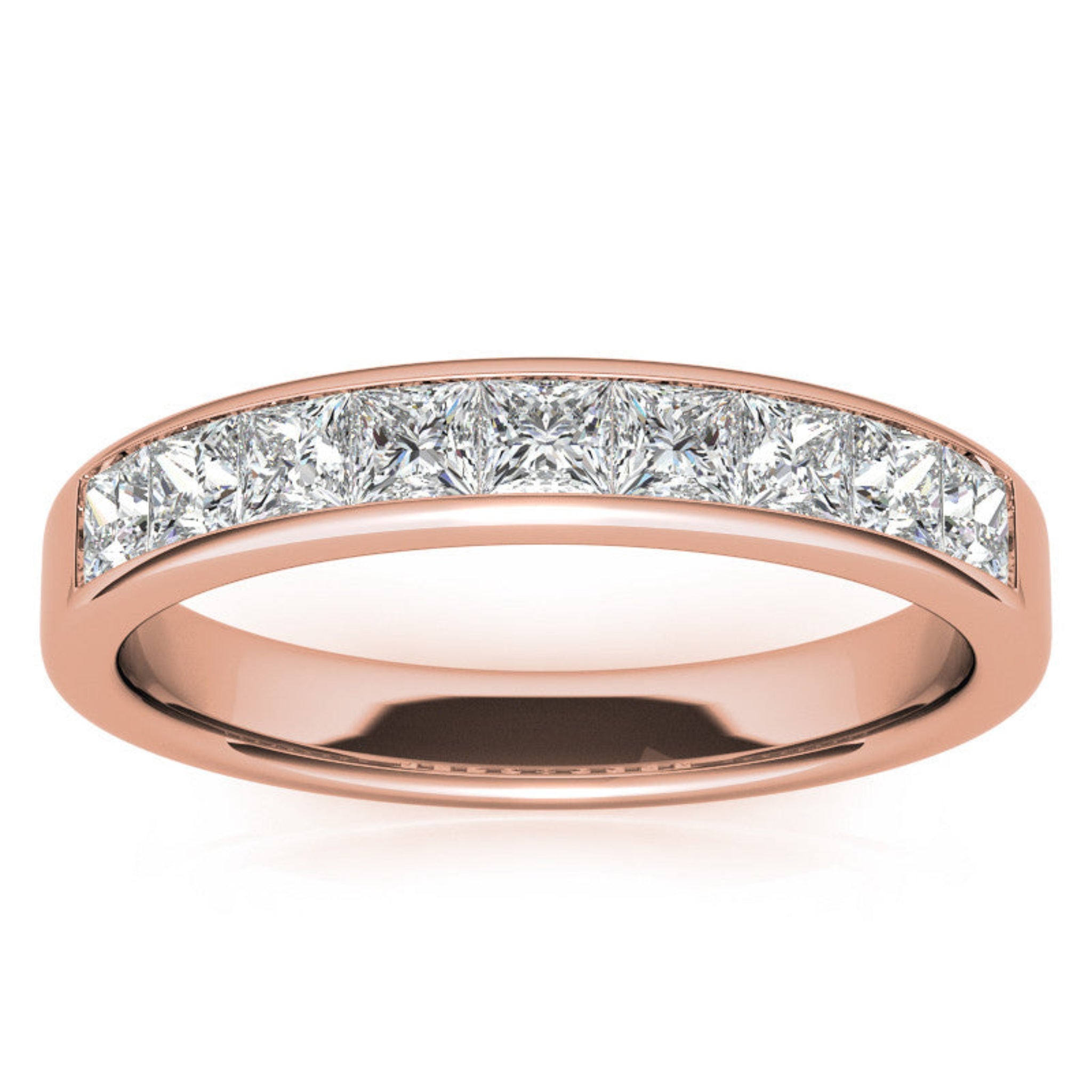 Rose Gold Silver Radiant Channel-Set Adjustable Princess-Cut Ring For Woman