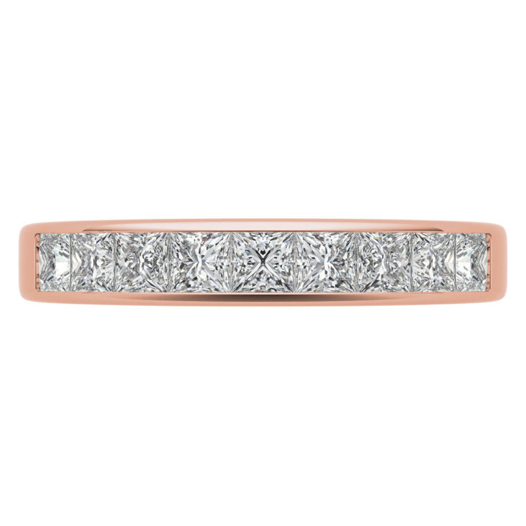 Rose Gold Silver Radiant Channel-Set Adjustable Princess-Cut Ring For Woman