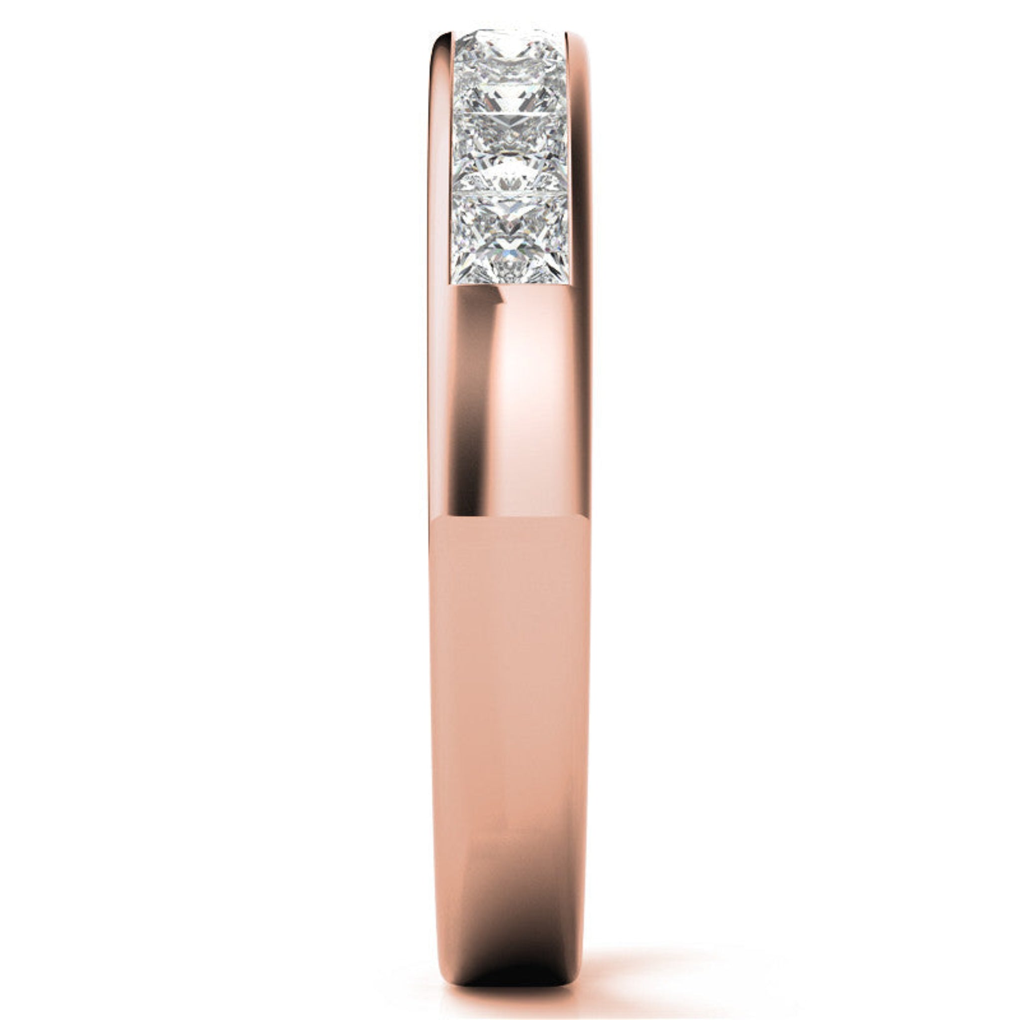 Rose Gold Silver Radiant Channel-Set Adjustable Princess-Cut Ring For Woman