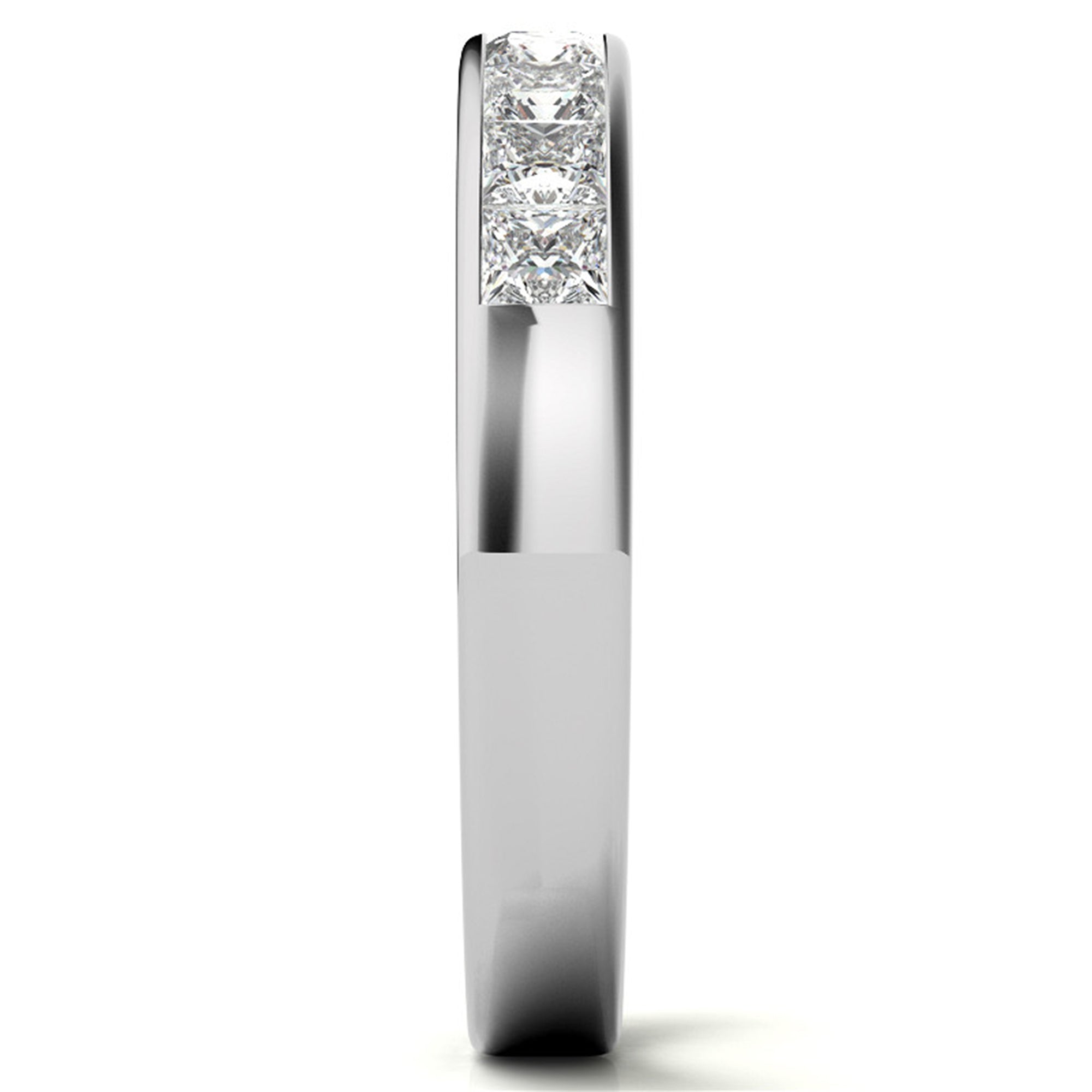 White Gold Silver Sleek Channel-Set Adjustable Princess-Cut Ring For Woman