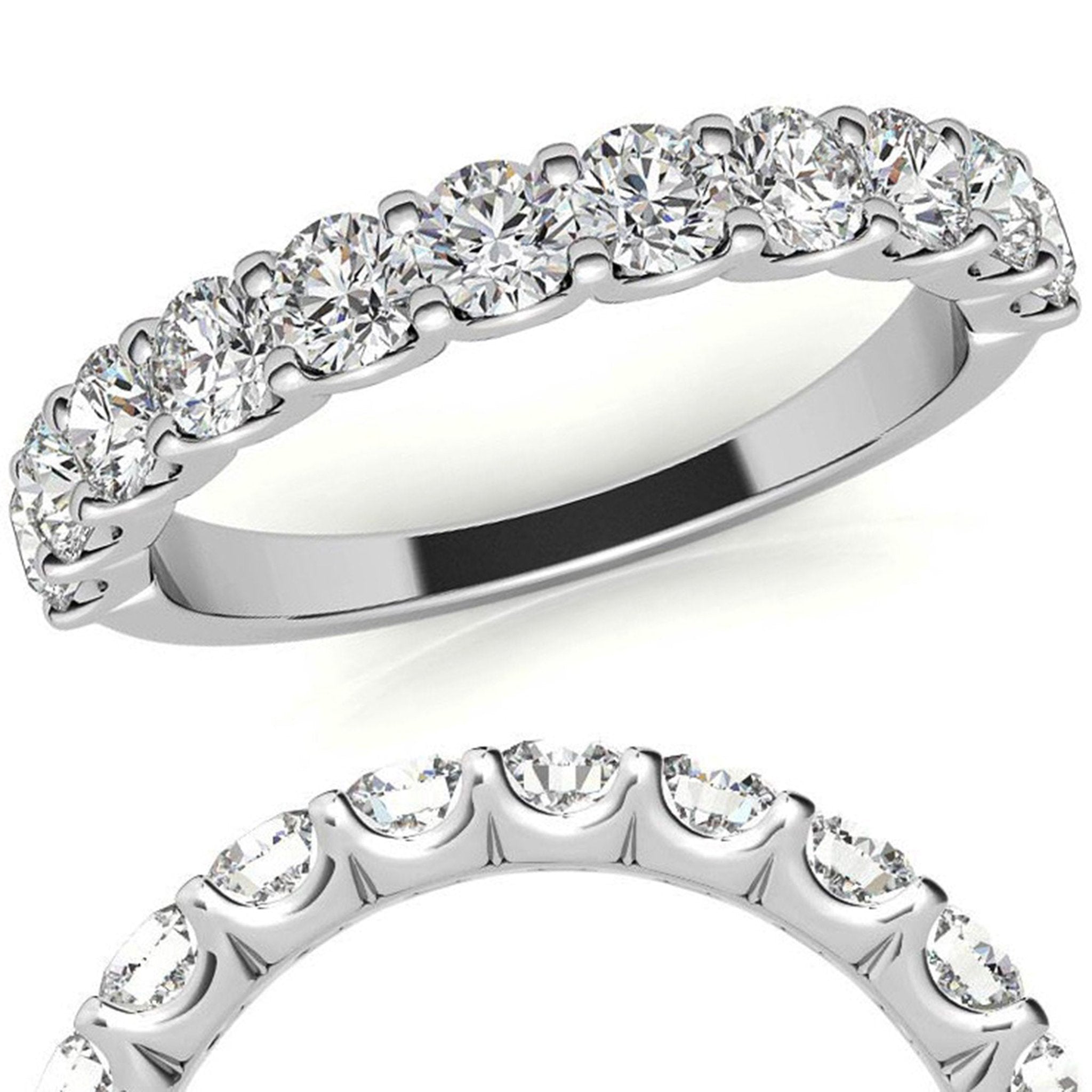 White Gold Silver Sparkling Adjustable Half Eternity Band For Woman