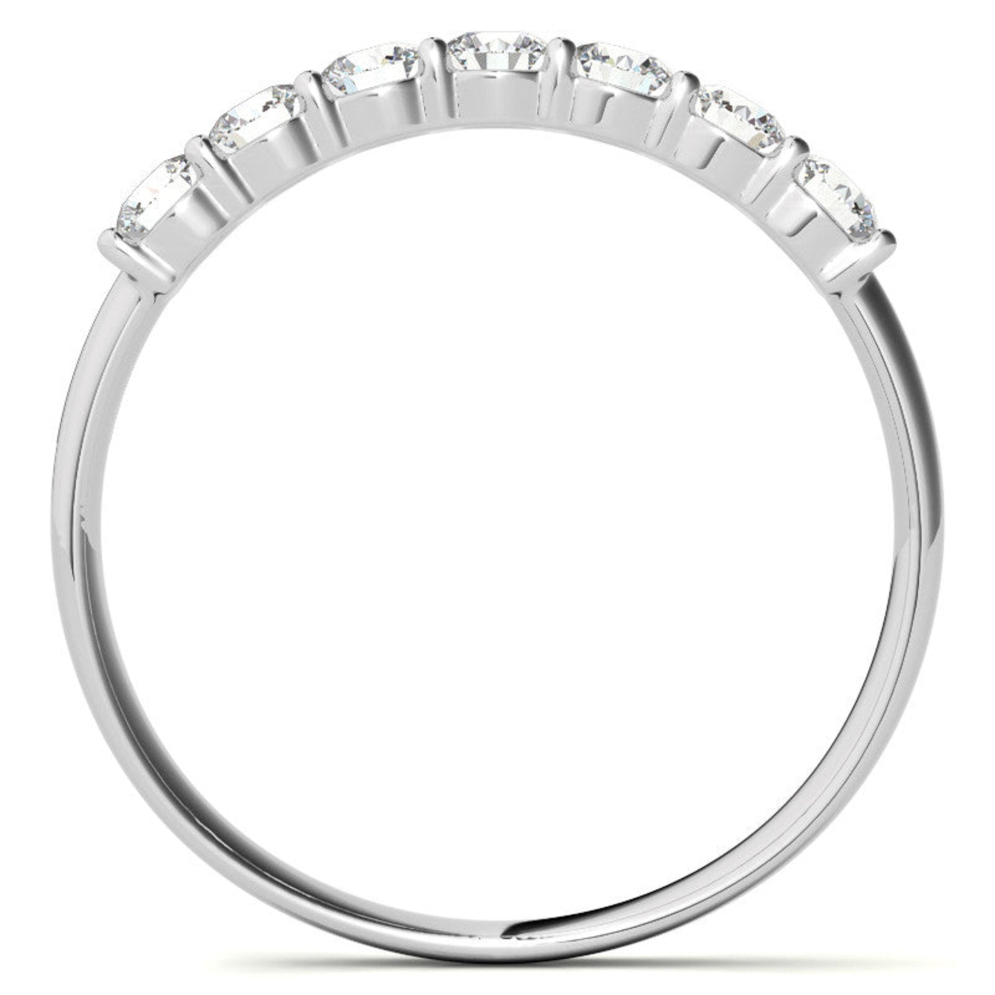 White Gold Silver Multi-Diamonds Prong-Set Adjustable Semi-Eternity Ring for Women