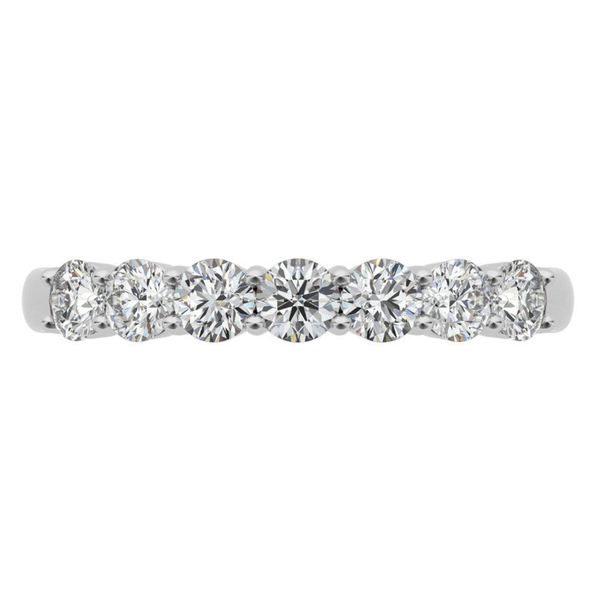 White Gold Silver Multi-Diamonds Prong-Set Adjustable Semi-Eternity Ring for Women