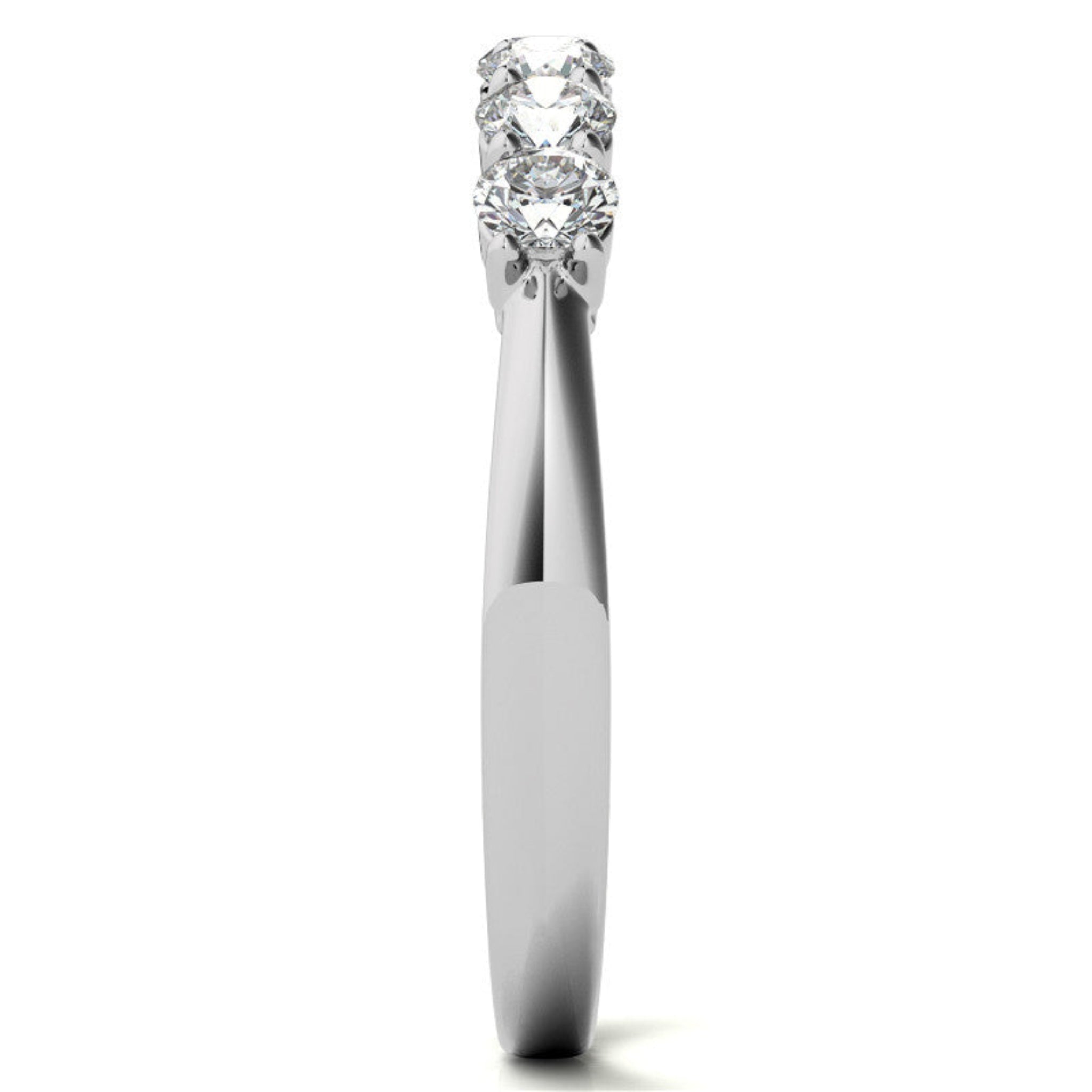 White Gold Silver Multi-Diamonds Prong-Set Adjustable Semi-Eternity Ring for Women