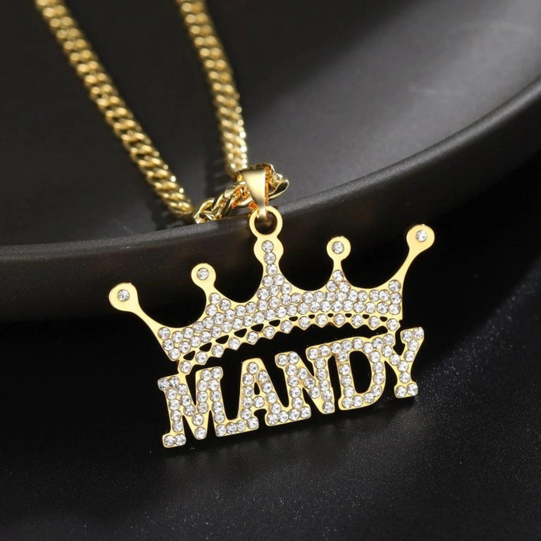 Custom Name Crown Adjustable Silver Yellow Gold Pendant For Women