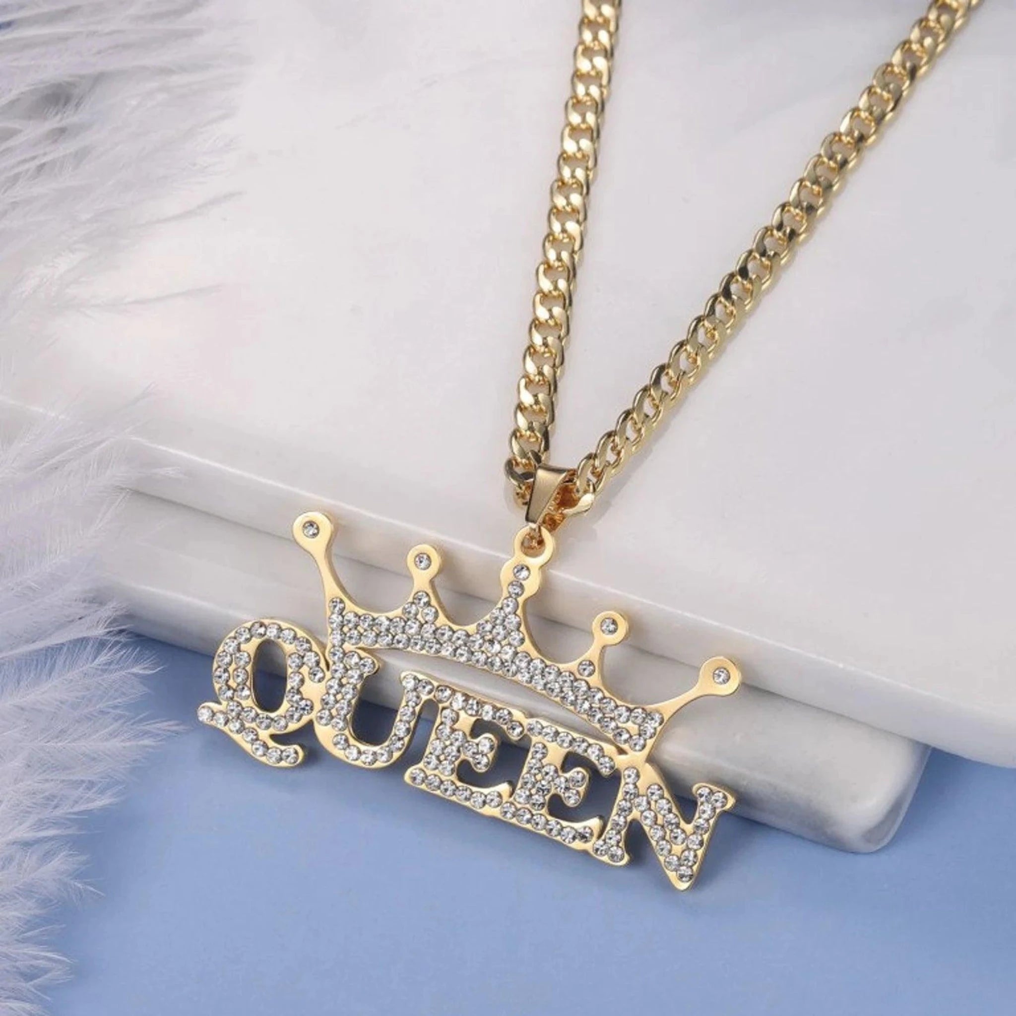 Custom Name Crown Adjustable Silver Yellow Gold Pendant For Women