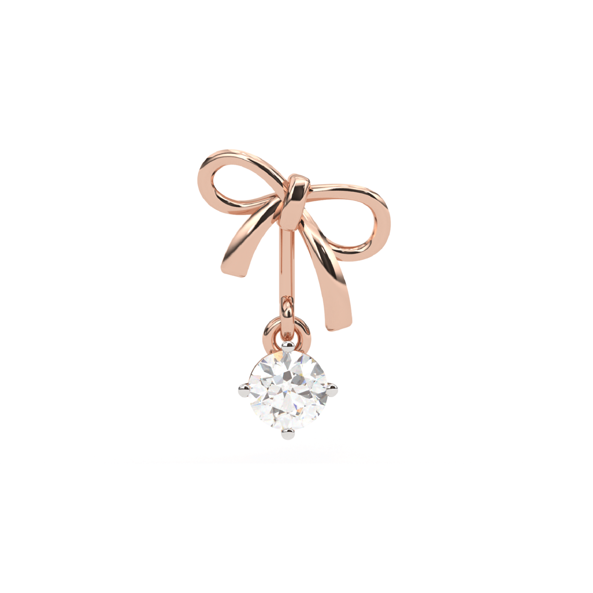 Radiant Bow Drop Silver Rose Gold Plated Earring For Women