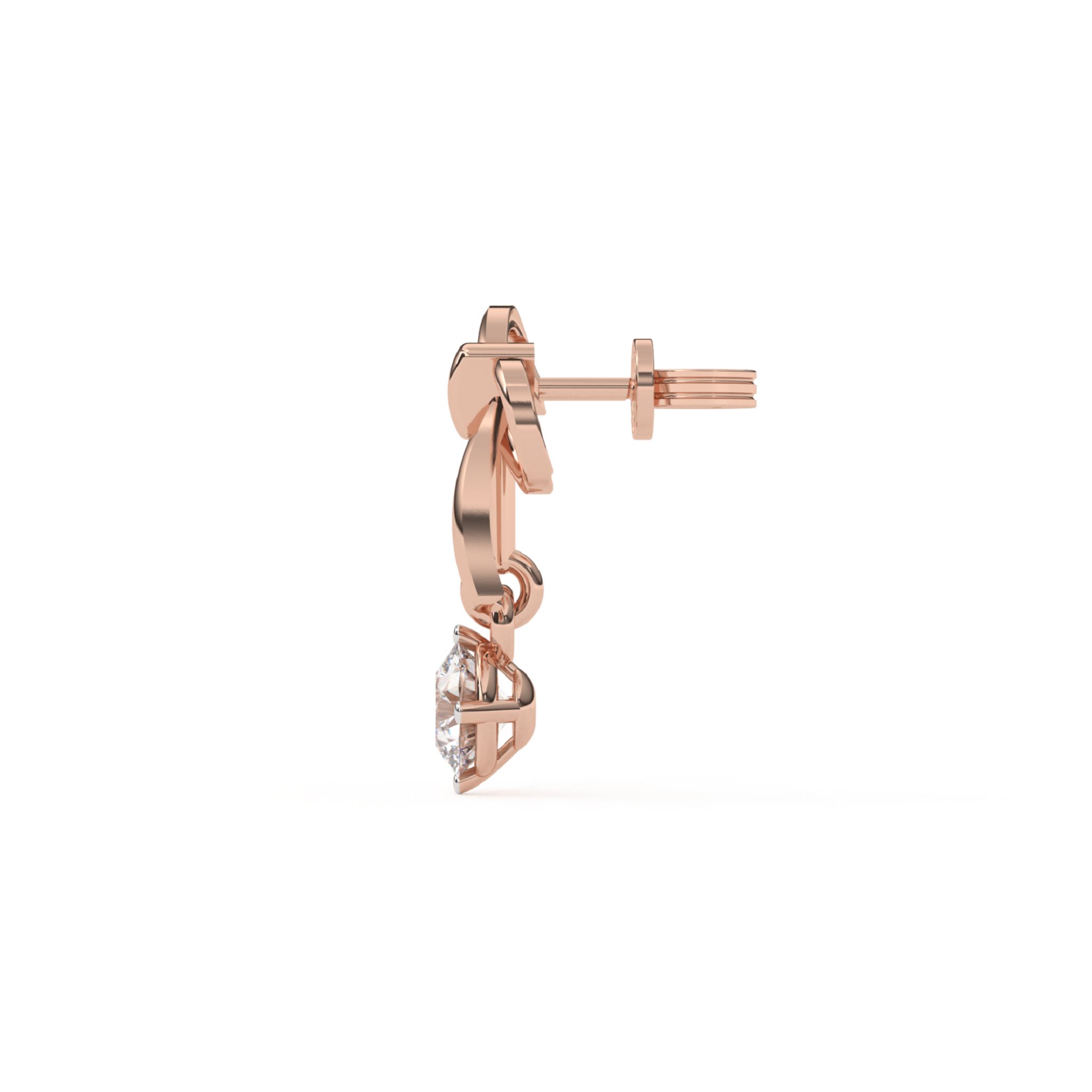 Radiant Bow Drop Silver Rose Gold Plated Earring For Women