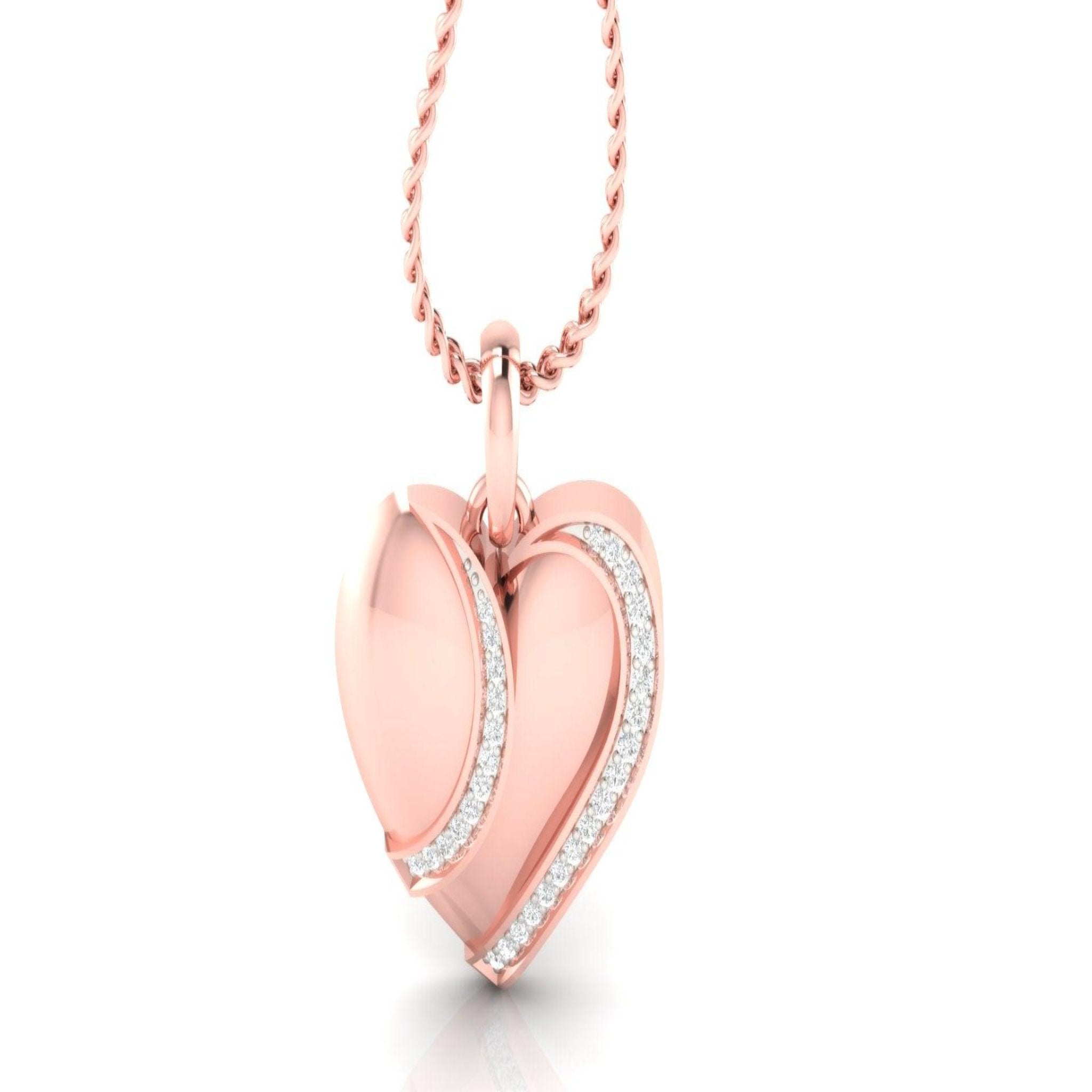 Silver Romantic Adjustable Dual-Tone Heart Rose Gold Pendant For Women