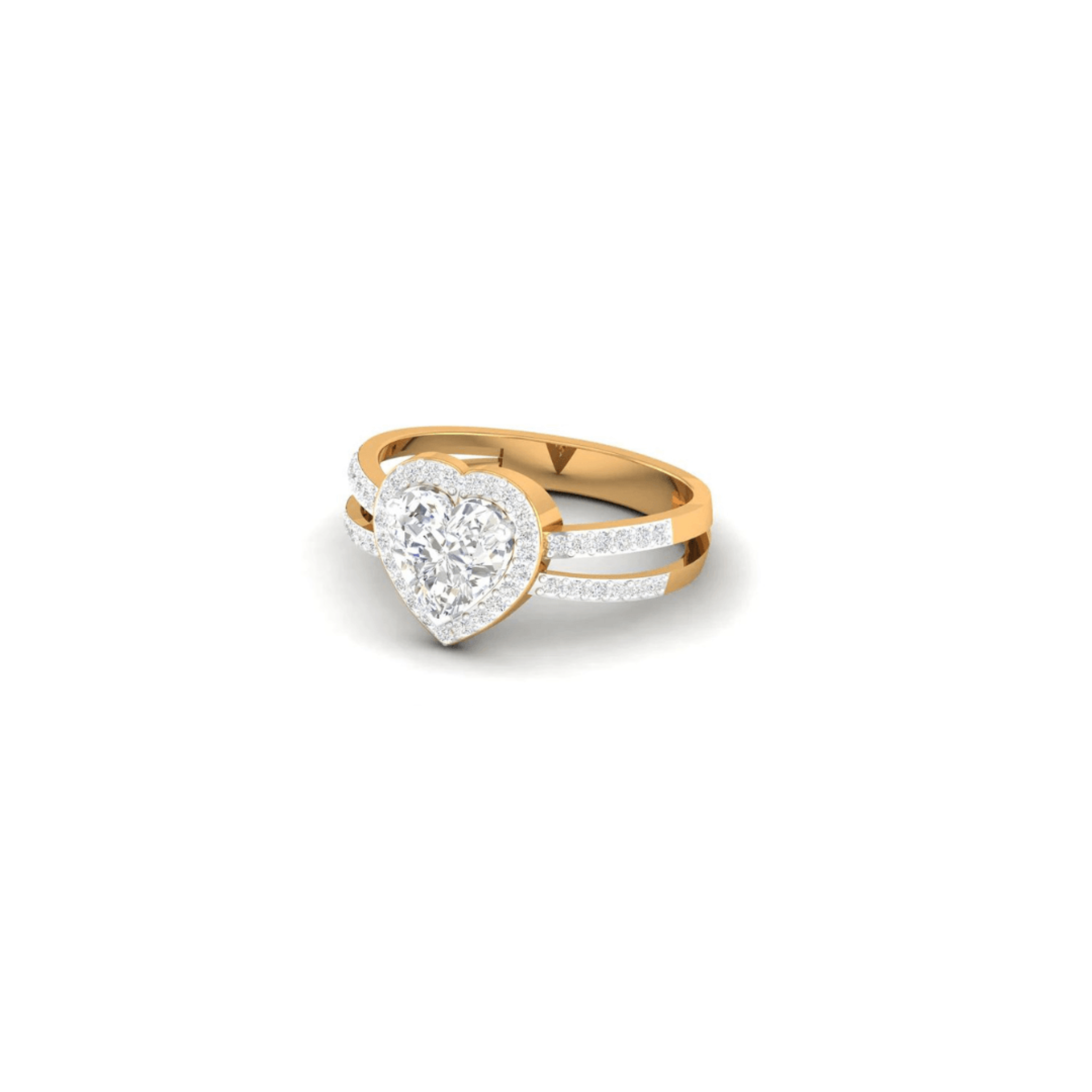 Timeless Heart Yellow Gold Silver Adjustable Sparkling Ring For Women
