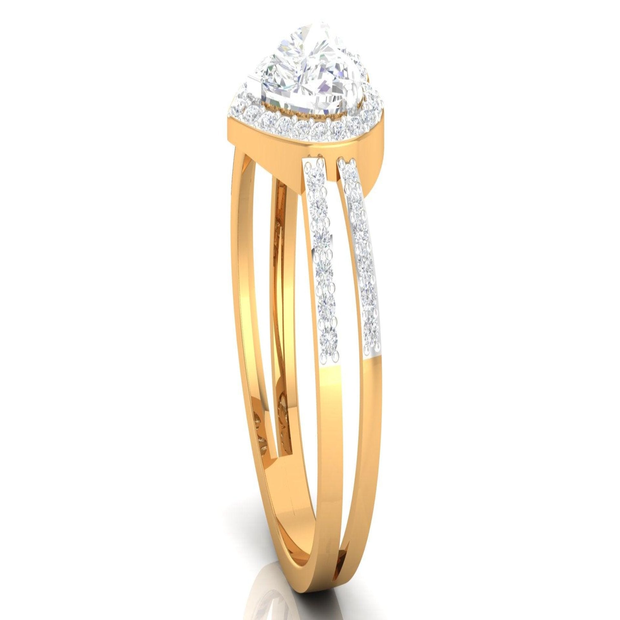 Timeless Heart Yellow Gold Silver Adjustable Sparkling Ring For Women