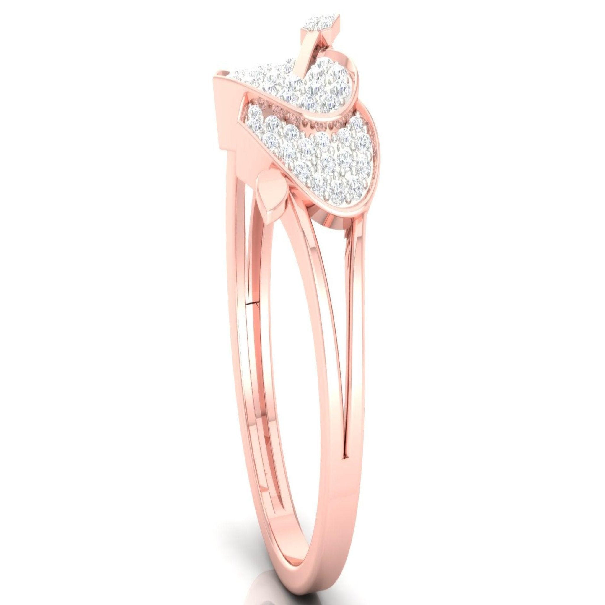 Dual Heart Rose Gold Silver Adjustable Cupid's Arrow Band For Women