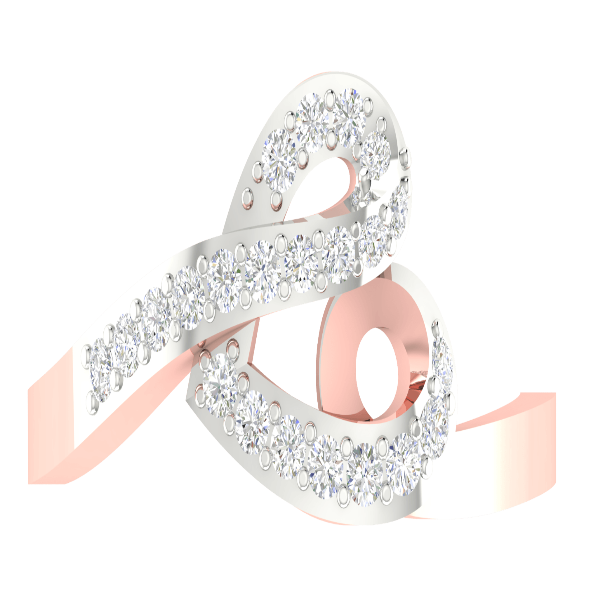 Abstract Heart Rose Gold Silver Adjustable Sparkling Ring For Women