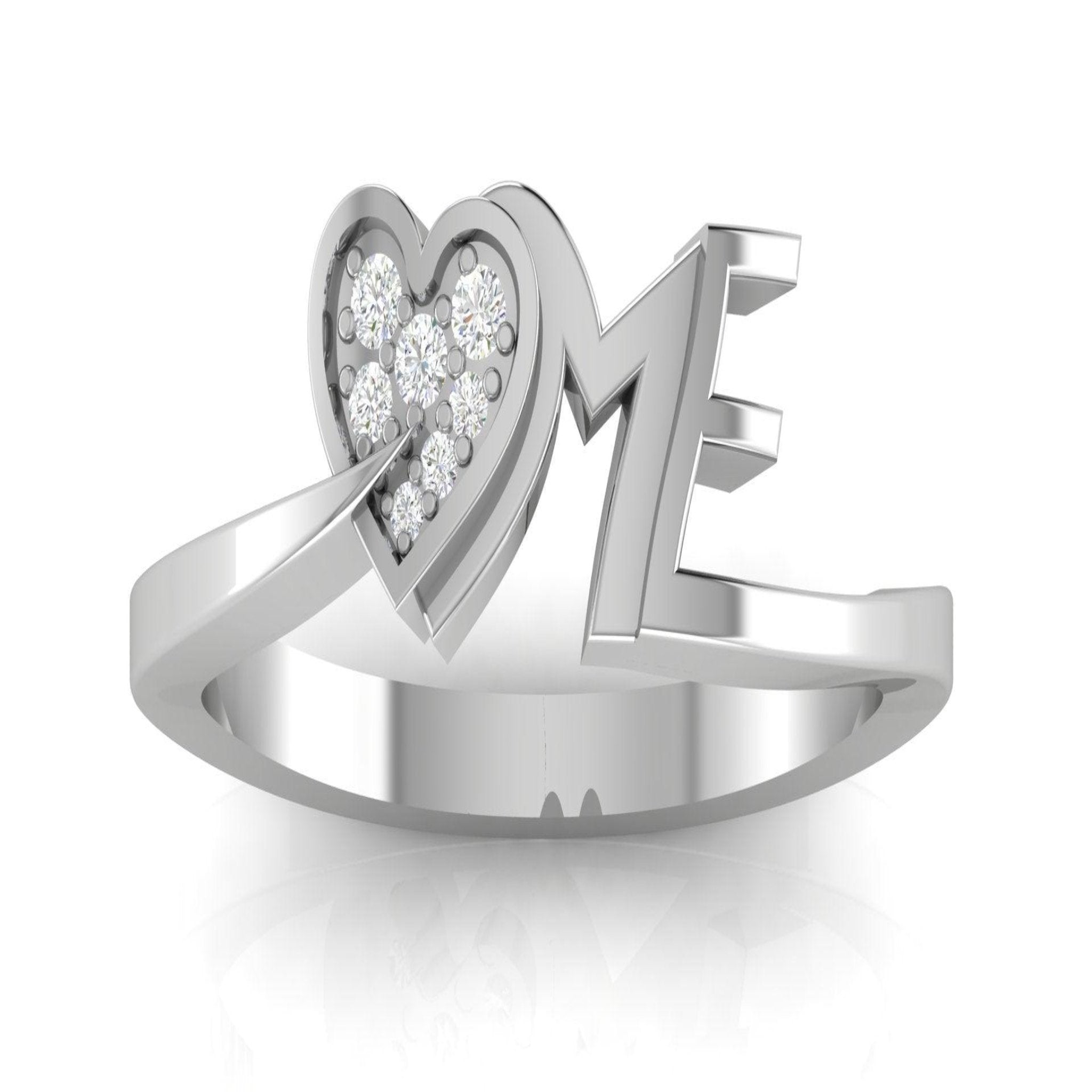 Adore Me Heart White Gold Silver Adjustable Sparkling Ring For Women