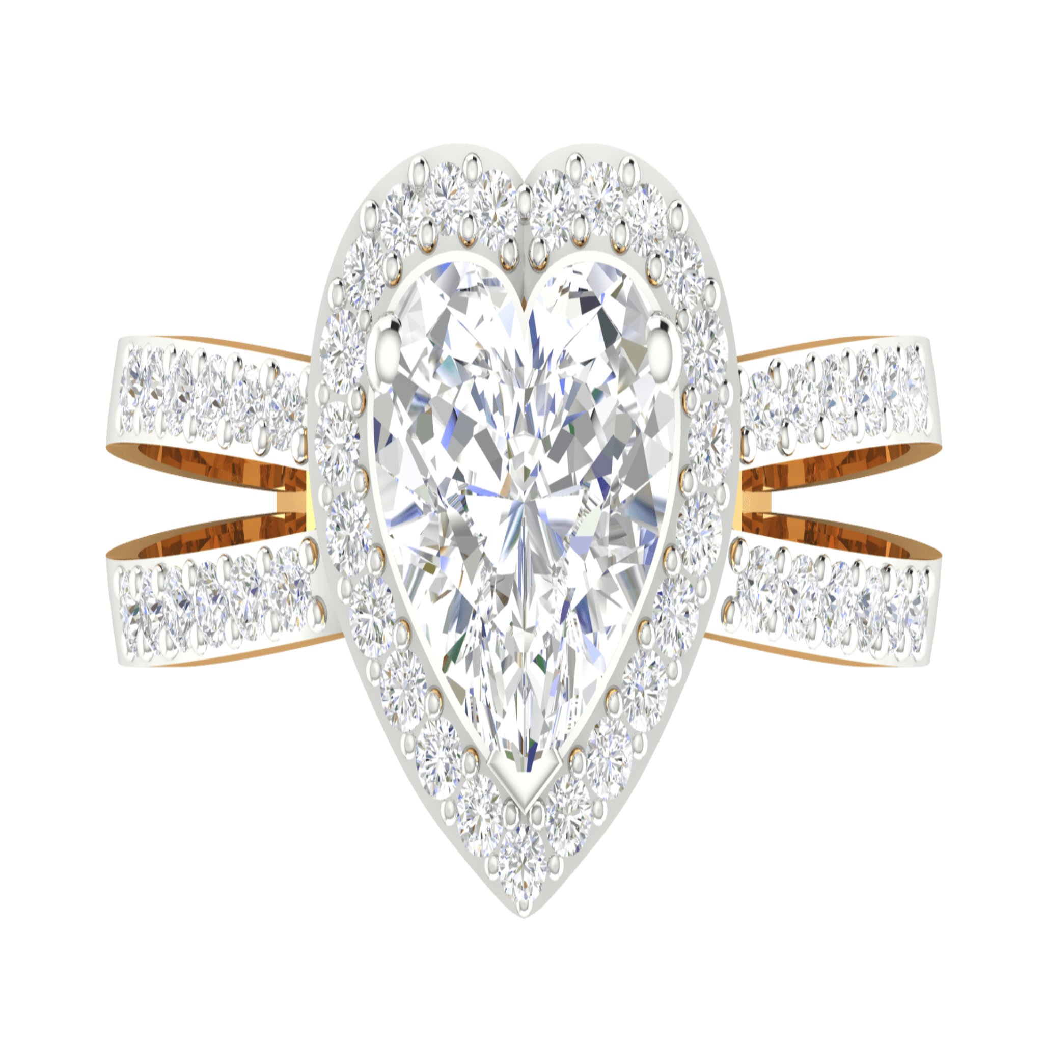 Timeless Heart Yellow Gold Silver Adjustable Sparkling Ring For Women
