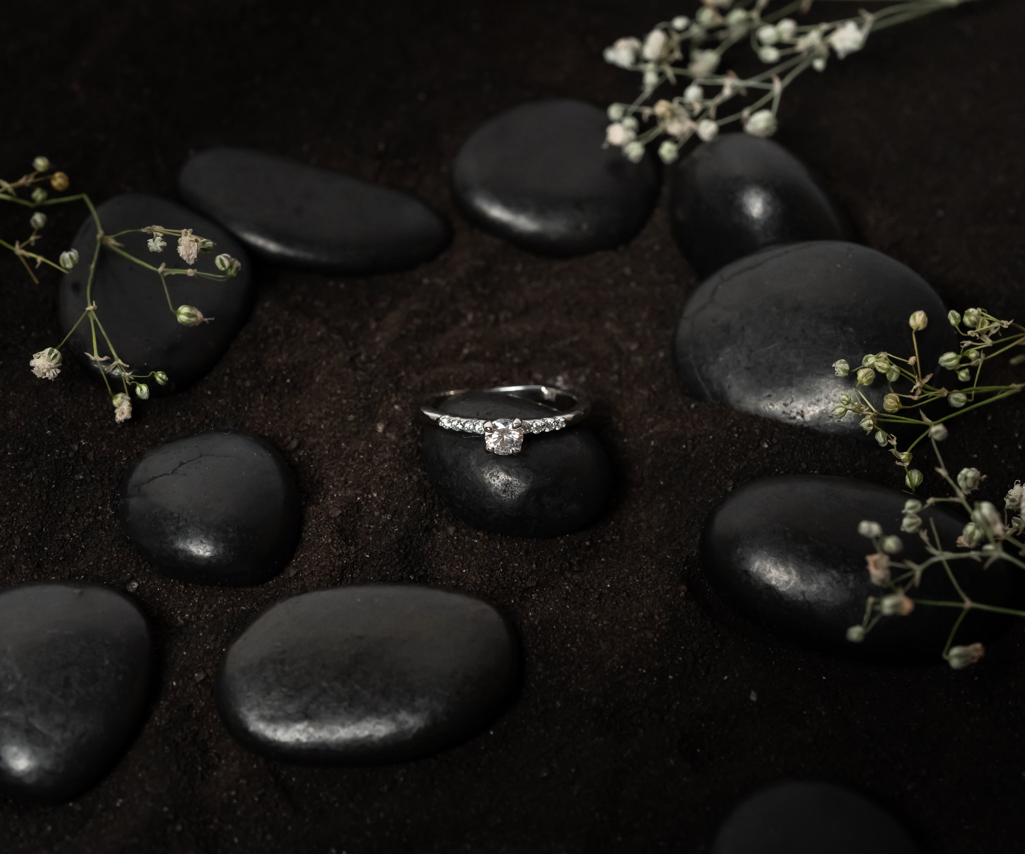 Sparkling Silver Couple Rings