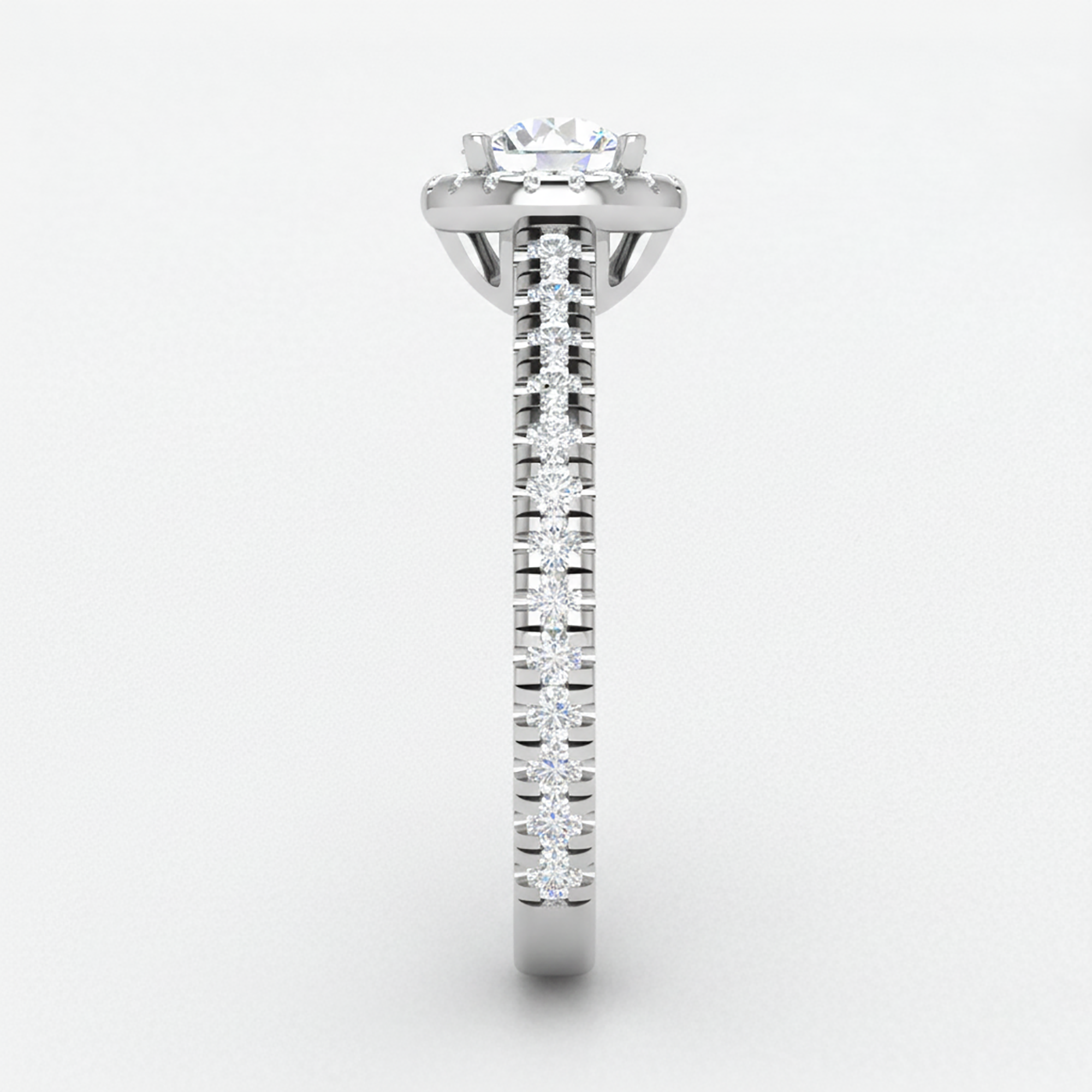 Adjustable Silver Round Halo Ring