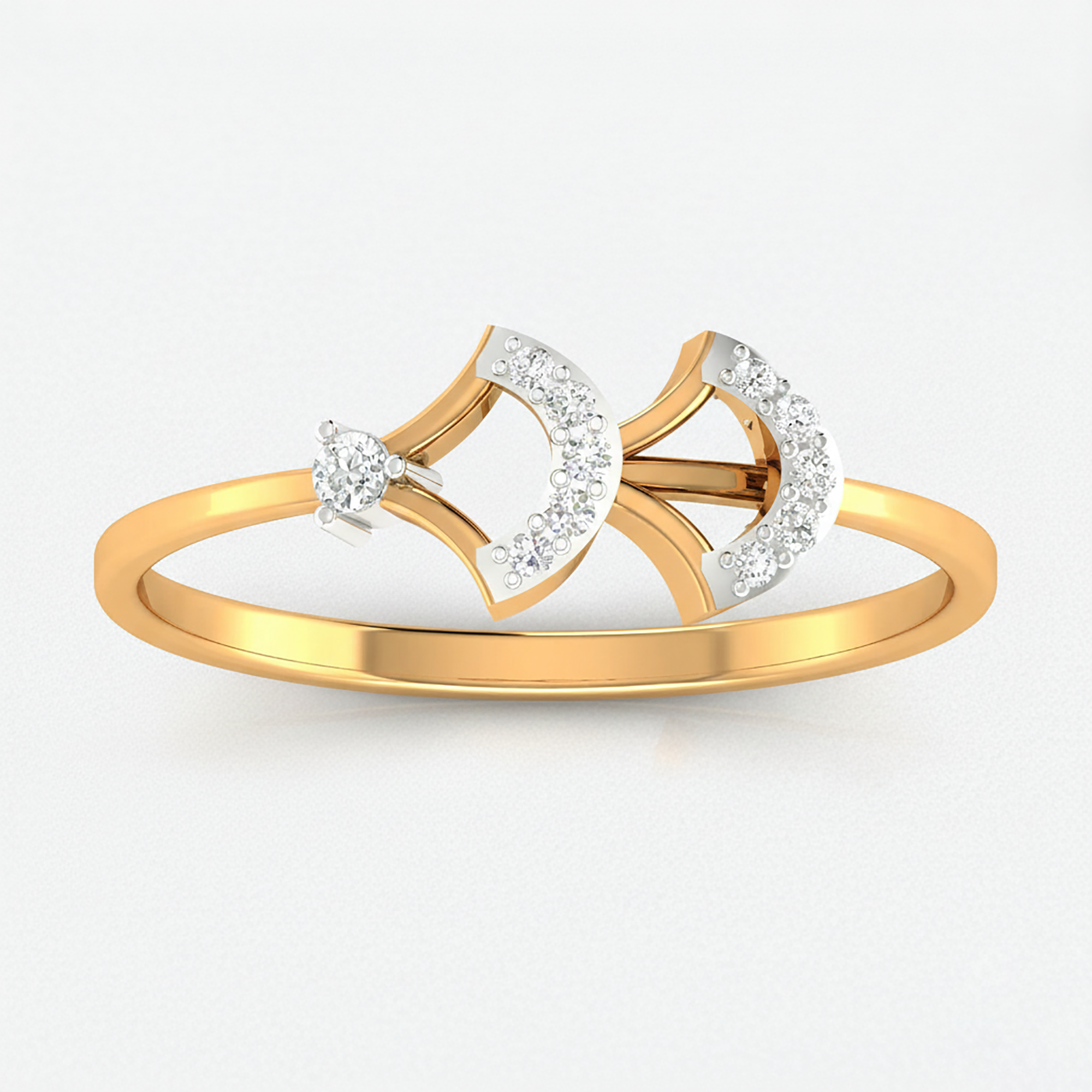 Elegant Dual Crescent Shape Ring