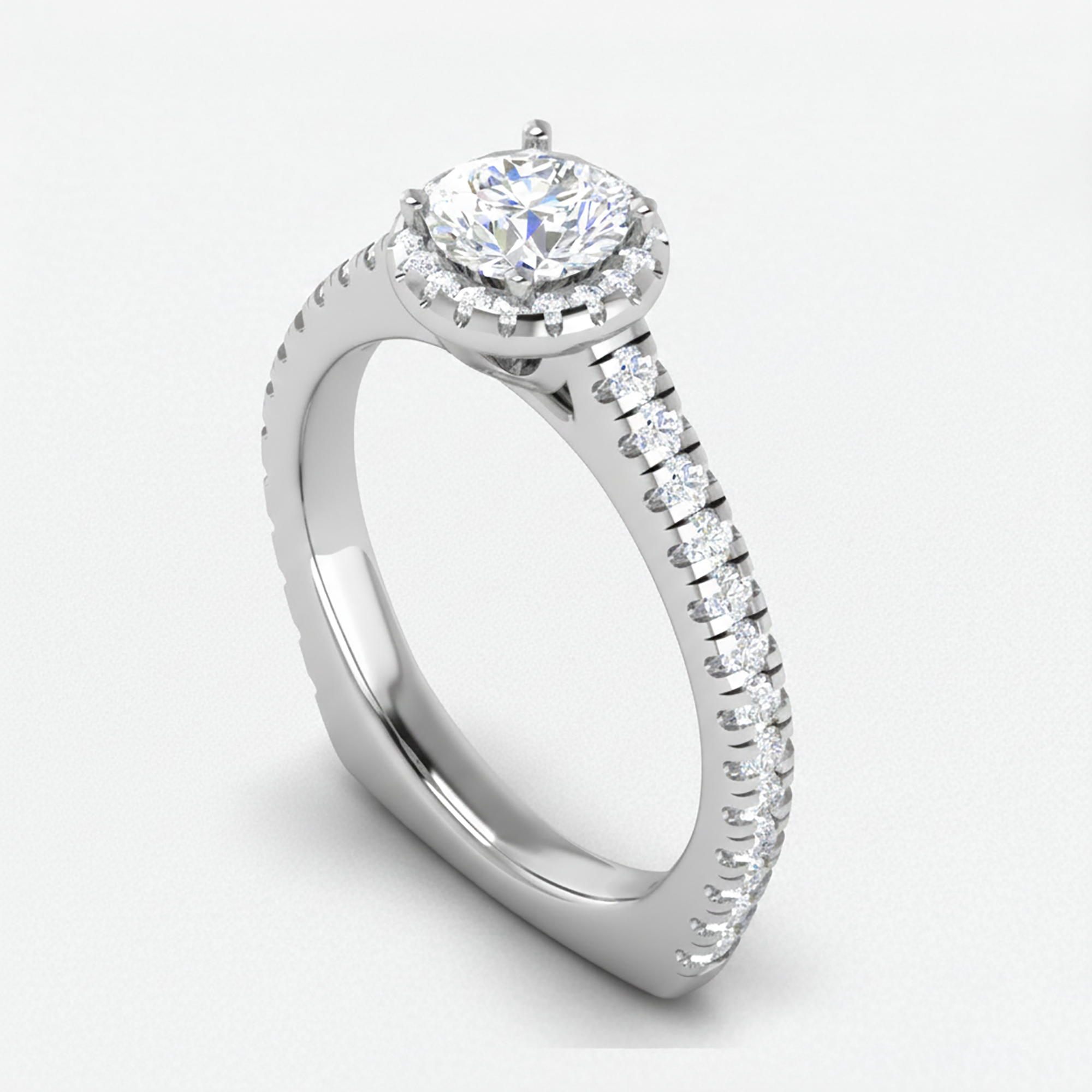 Adjustable Silver Round Halo Ring