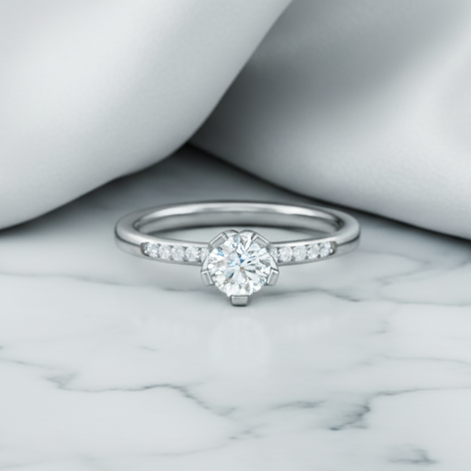 Sterling Silver Solitaire Diamond Ring