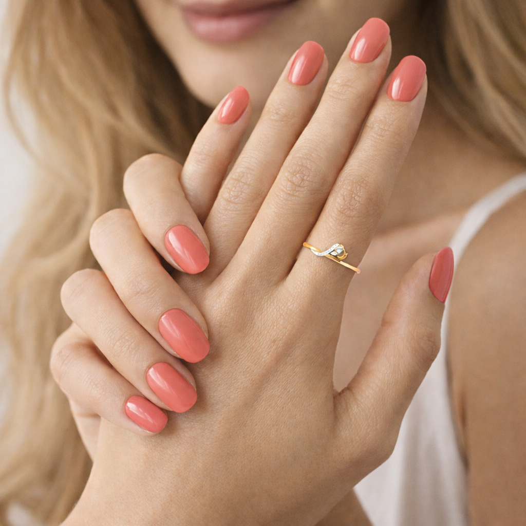 Gold Plated Curved Diamond Leaf Ring