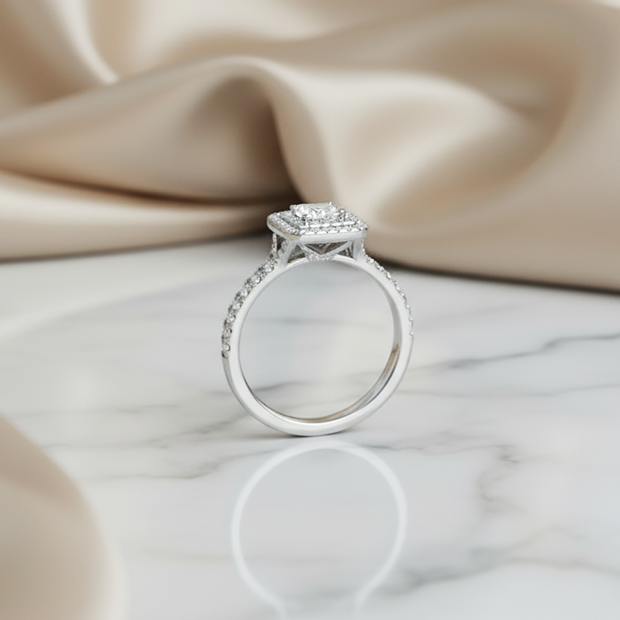 Double Halo American Diamond Ring