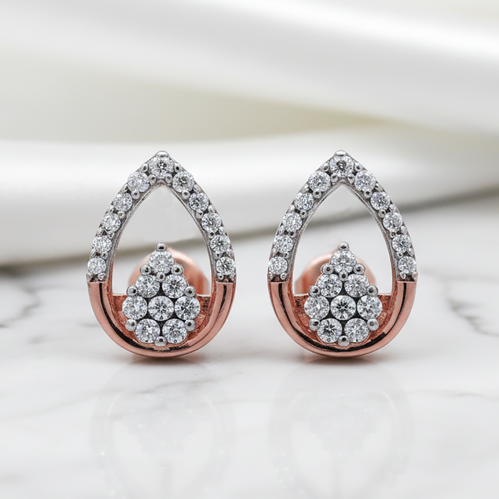 Teardrop Cluster Stud Earrings