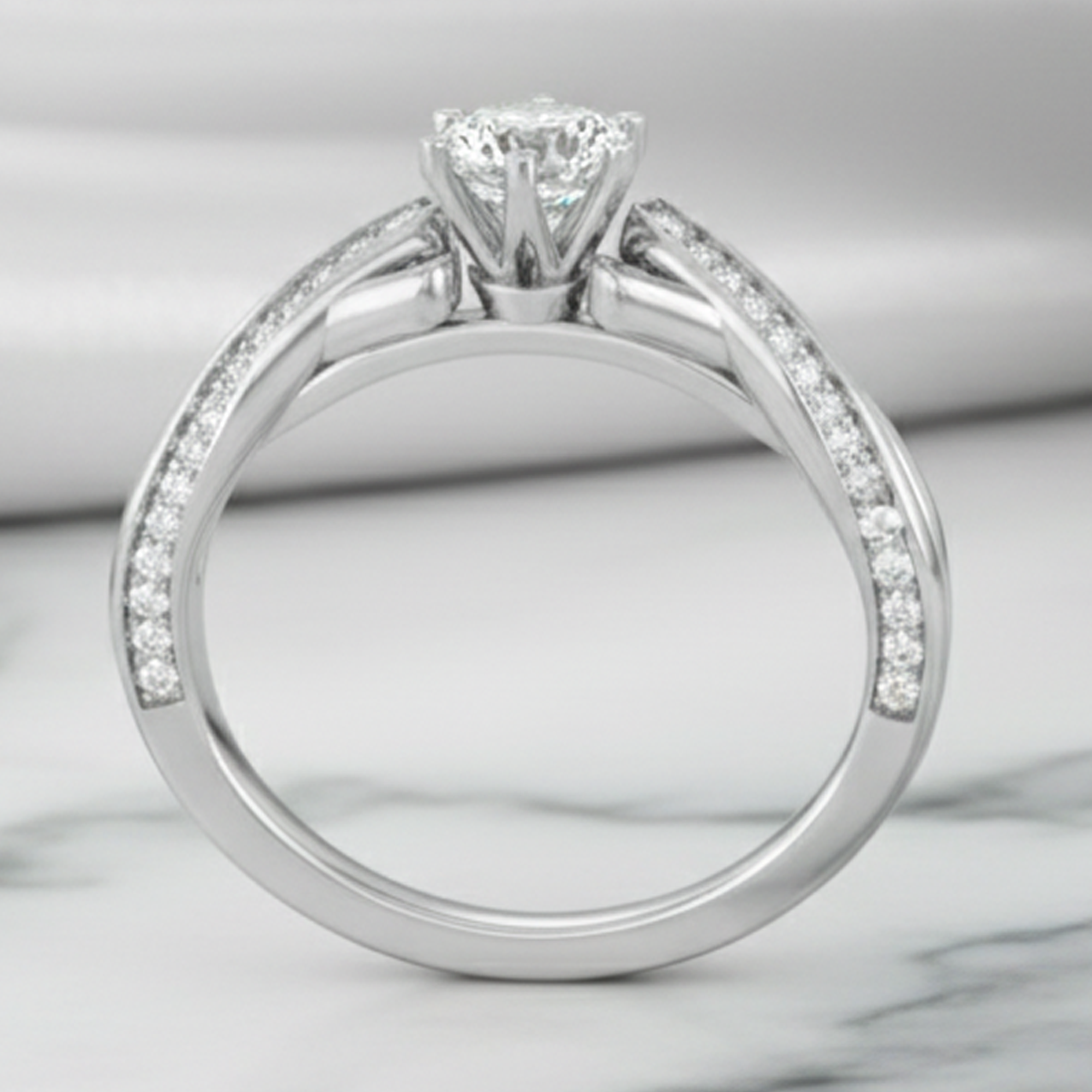 Crisscross Diamond Engagement Ring