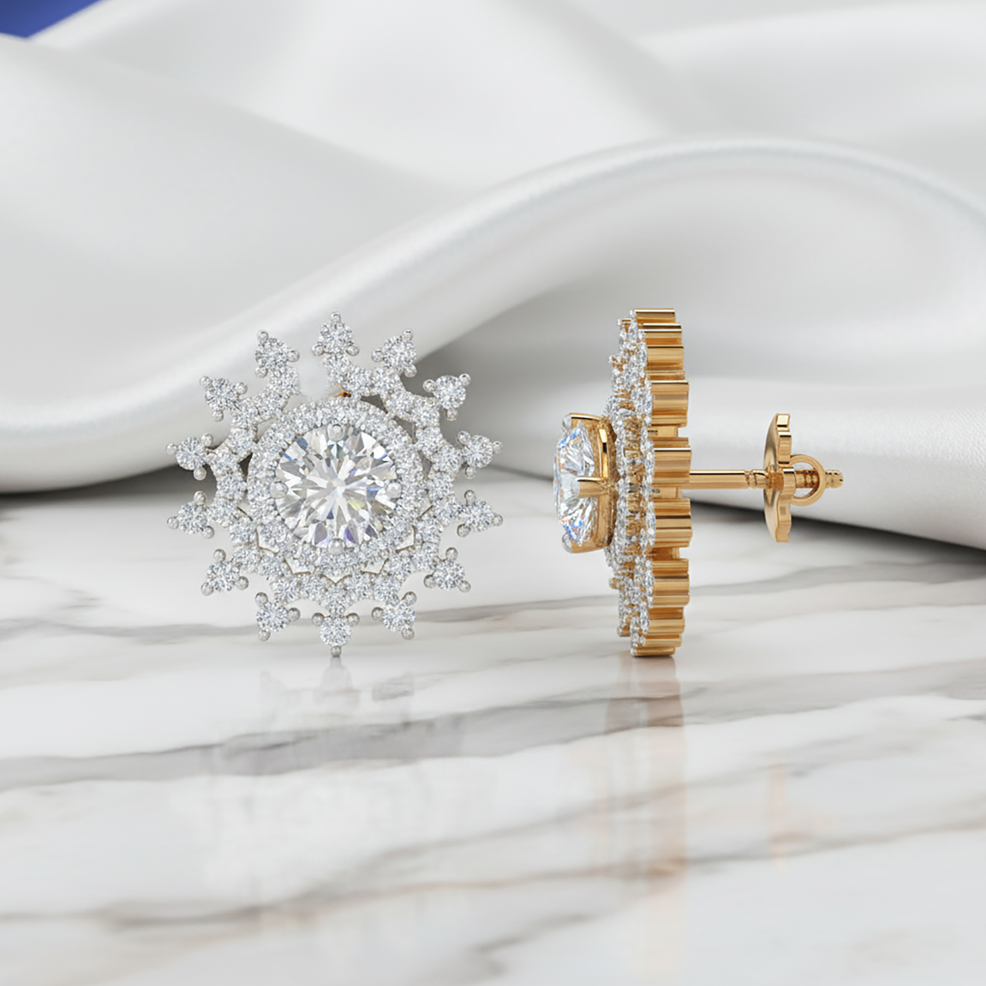 Floral Stud Earrings in Sterling Silver