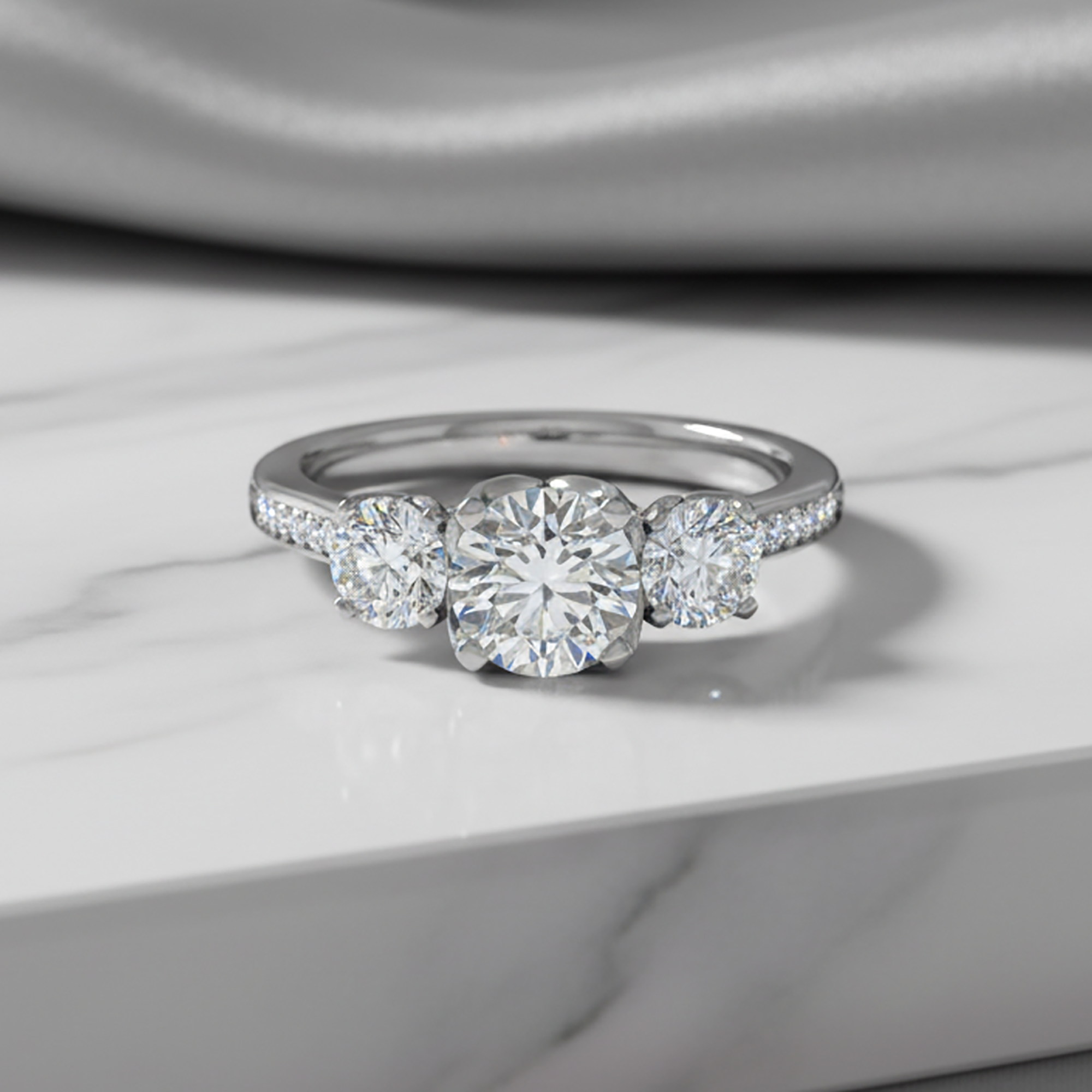 Elegant Trilogy Round Stone Ring