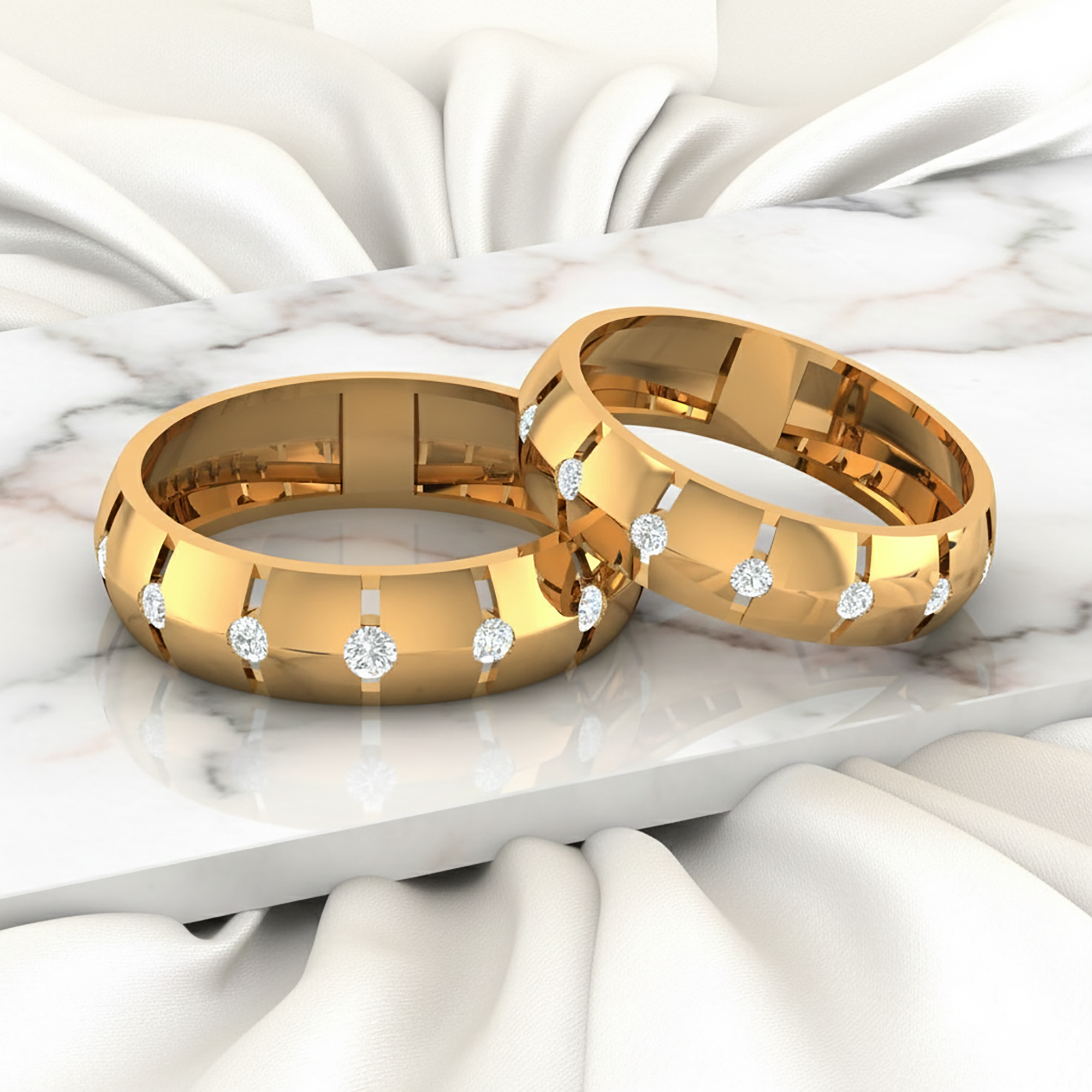 Stylish Gold Plated Couple Ring Set