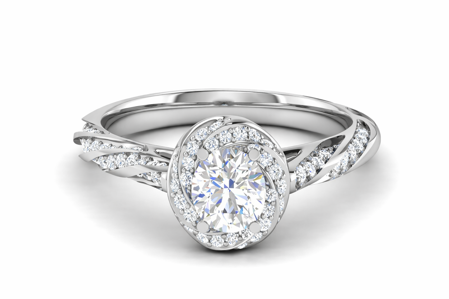 Halo Diamond Ring in Sterling Silver