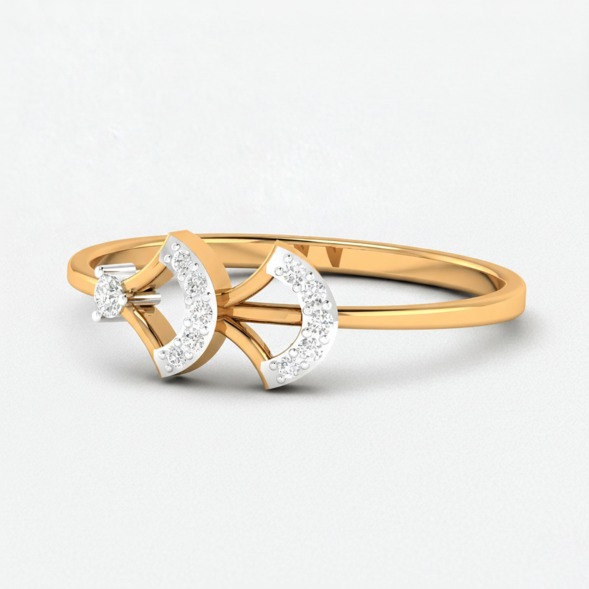 Elegant Dual Crescent Shape Ring
