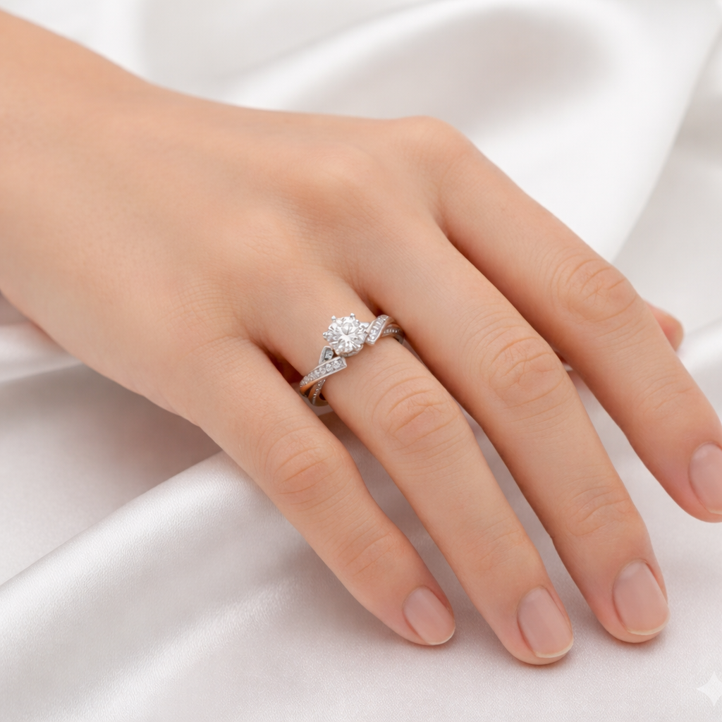 Crisscross Diamond Engagement Ring