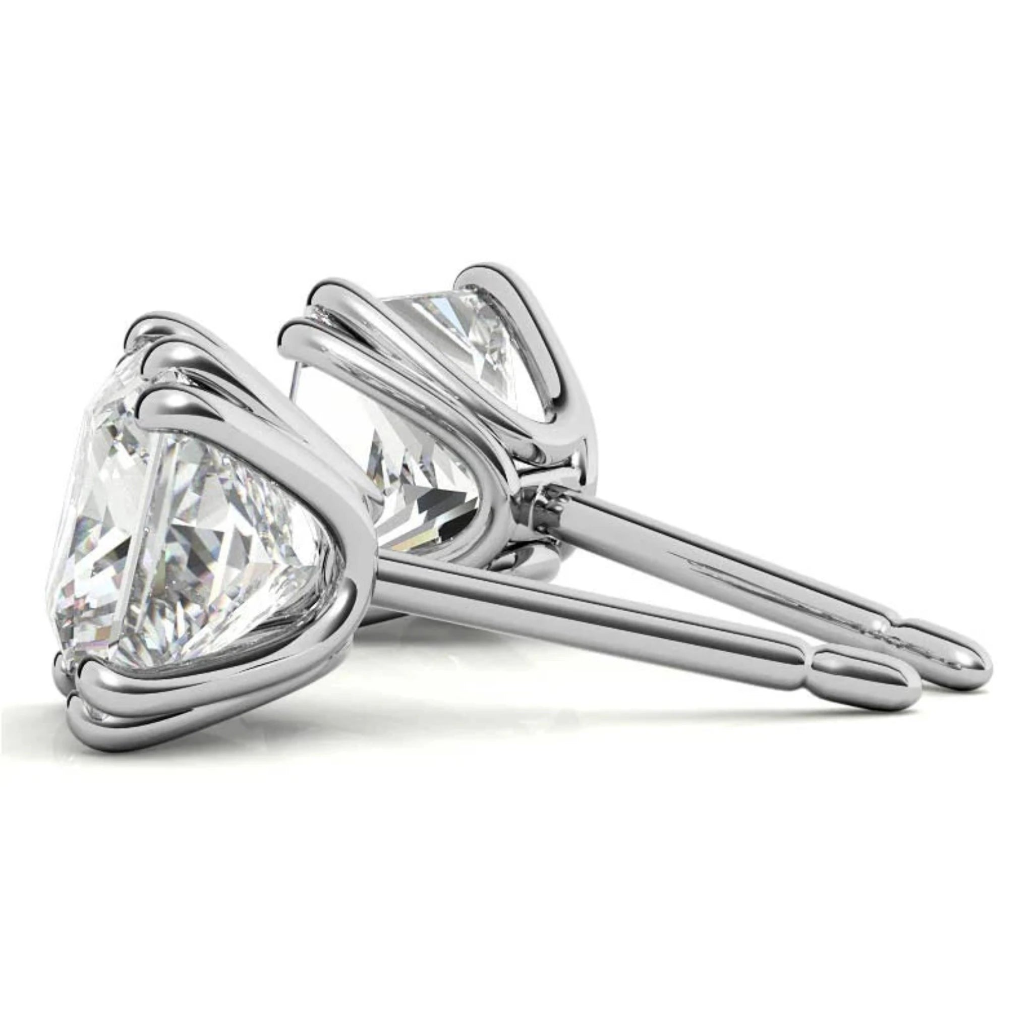 Modern Square-Cut Solitaire White Gold Silver Sparkling Stud Earrings For Woman