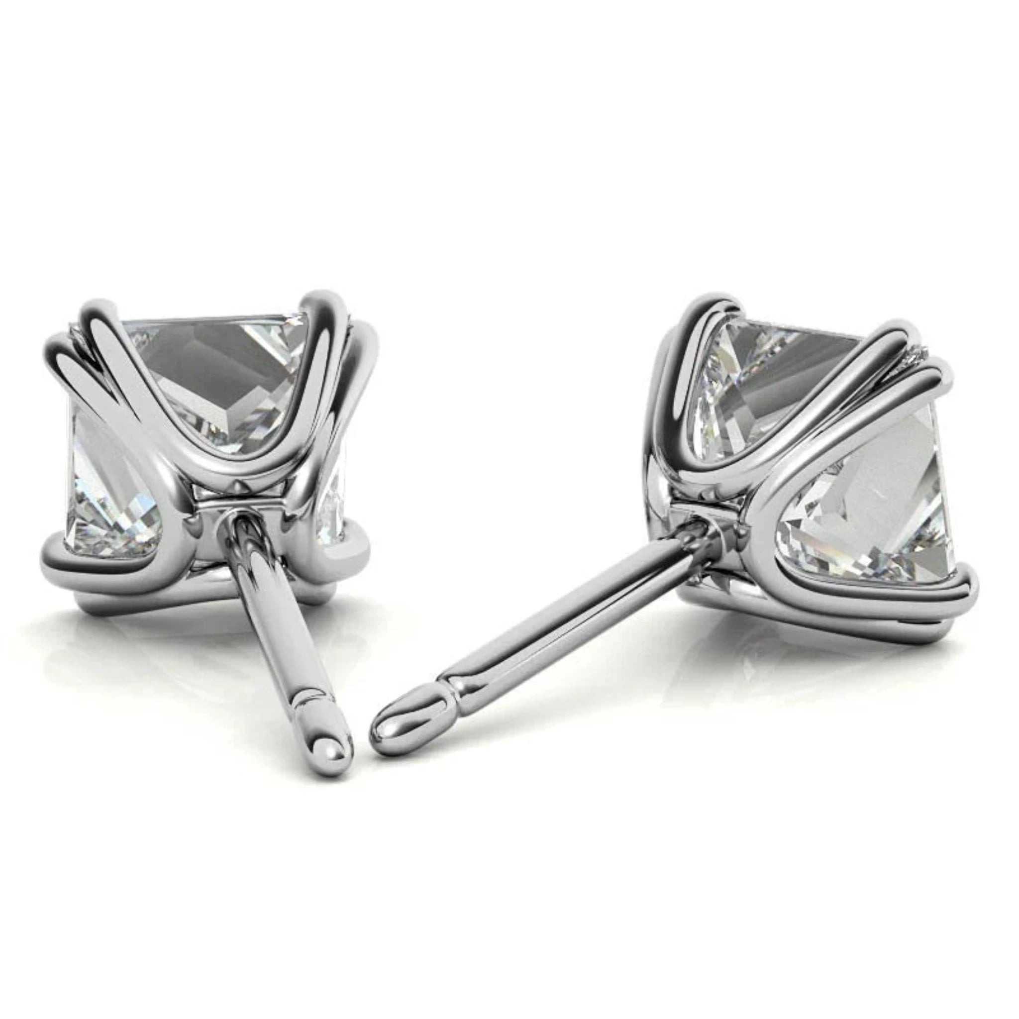 Modern Square-Cut Solitaire White Gold Silver Sparkling Stud Earrings For Woman