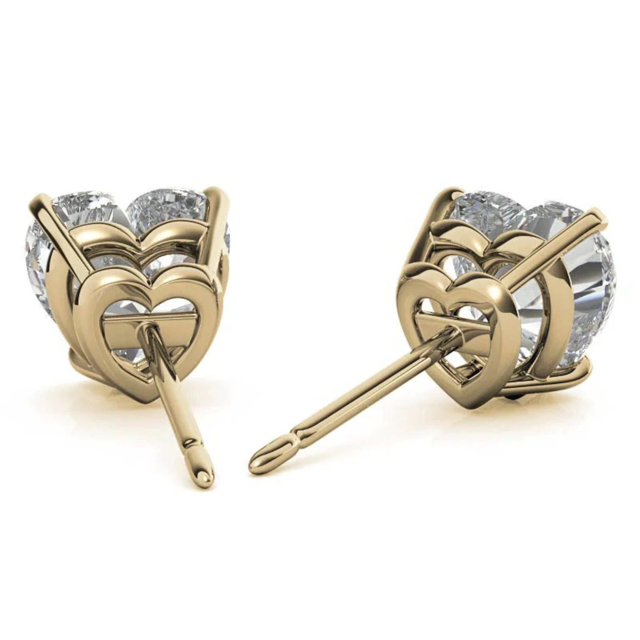 Heart Shaped Solitaire Stud Yellow Gold Silver Lustrous Earring For Woman