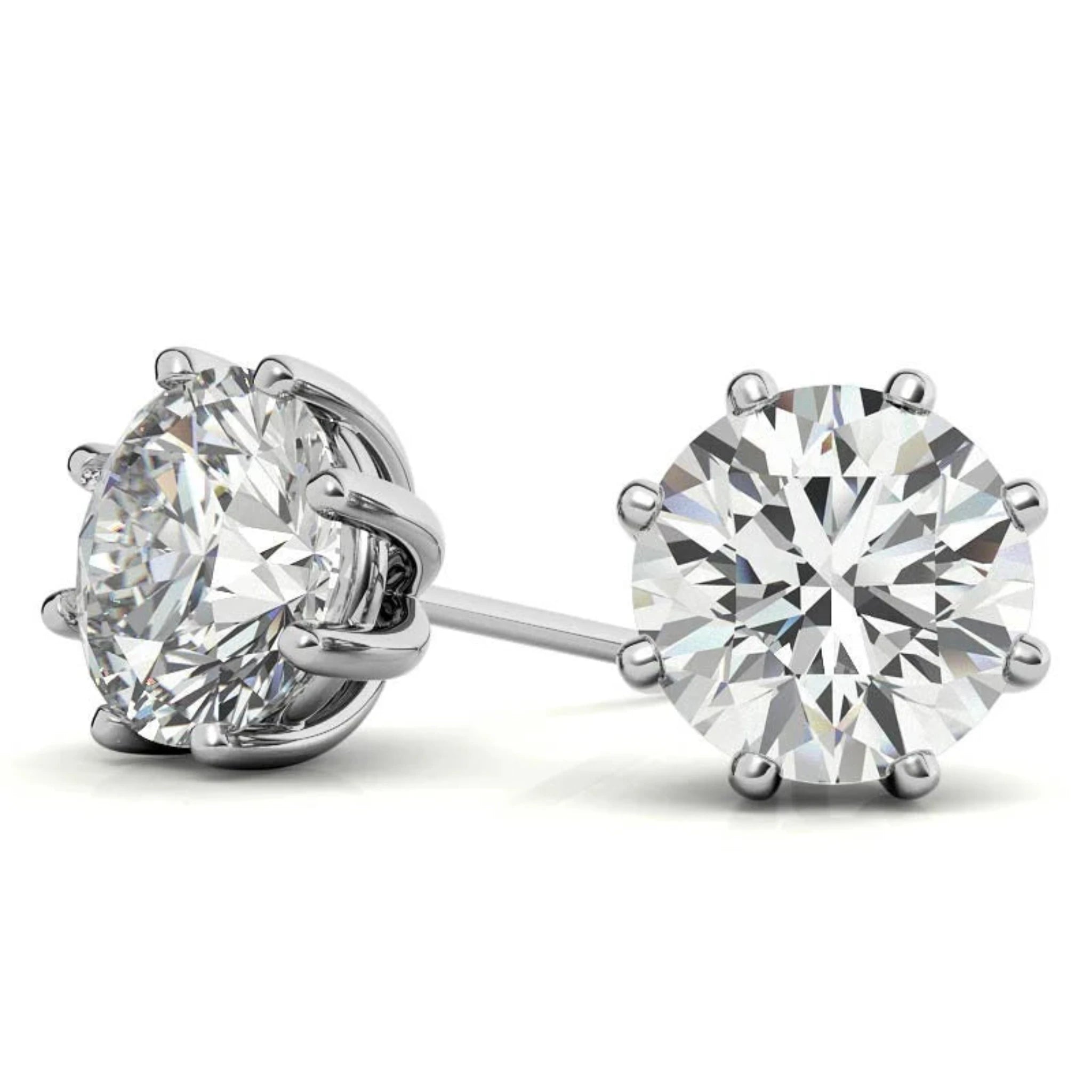 Lustrous Round-Cut White Gold Silver Diamond Earring For Woman