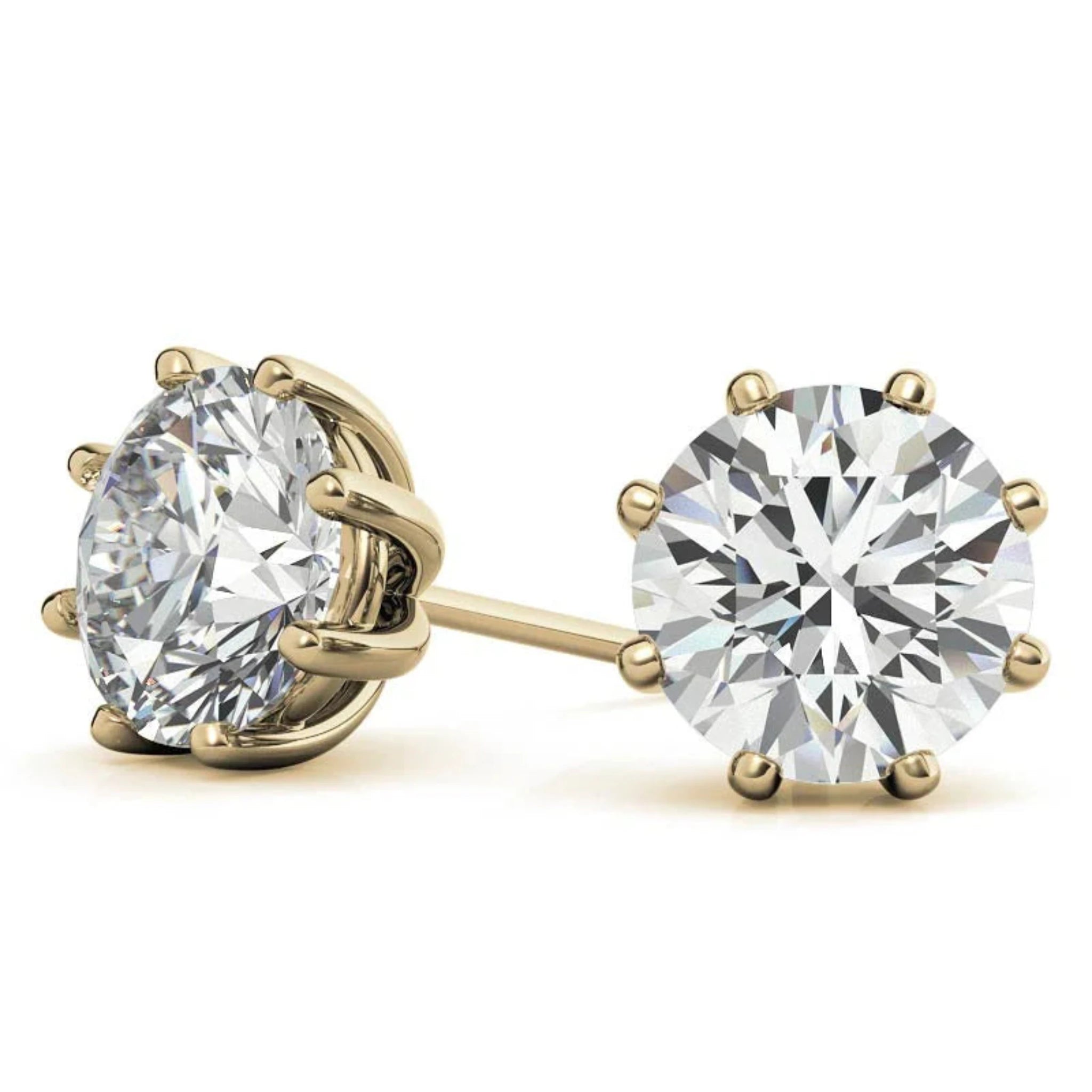 Lustrous Round-Cut Yellow Gold Silver Diamond Earring For Woman