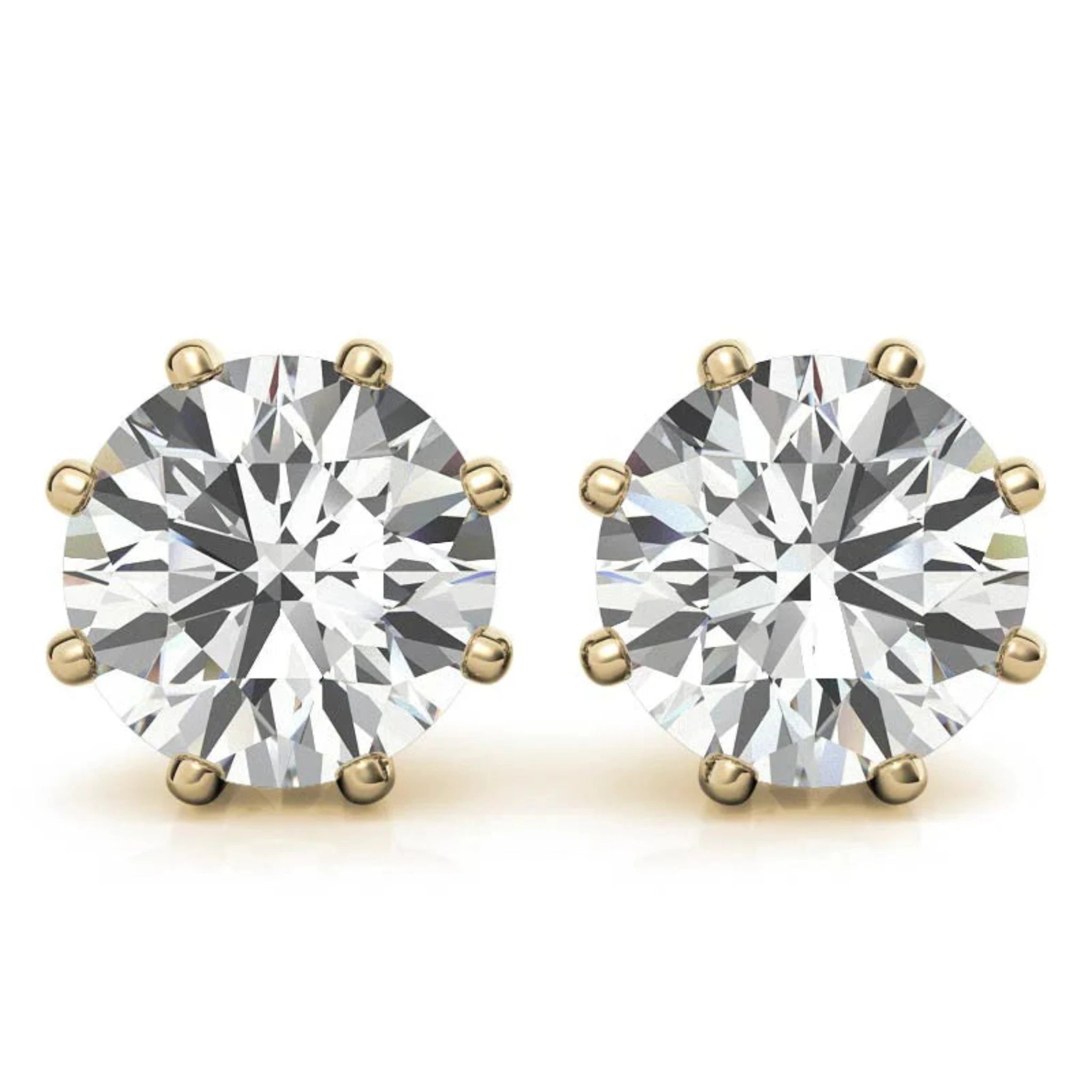 Lustrous Round-Cut Yellow Gold Silver Diamond Earring For Woman