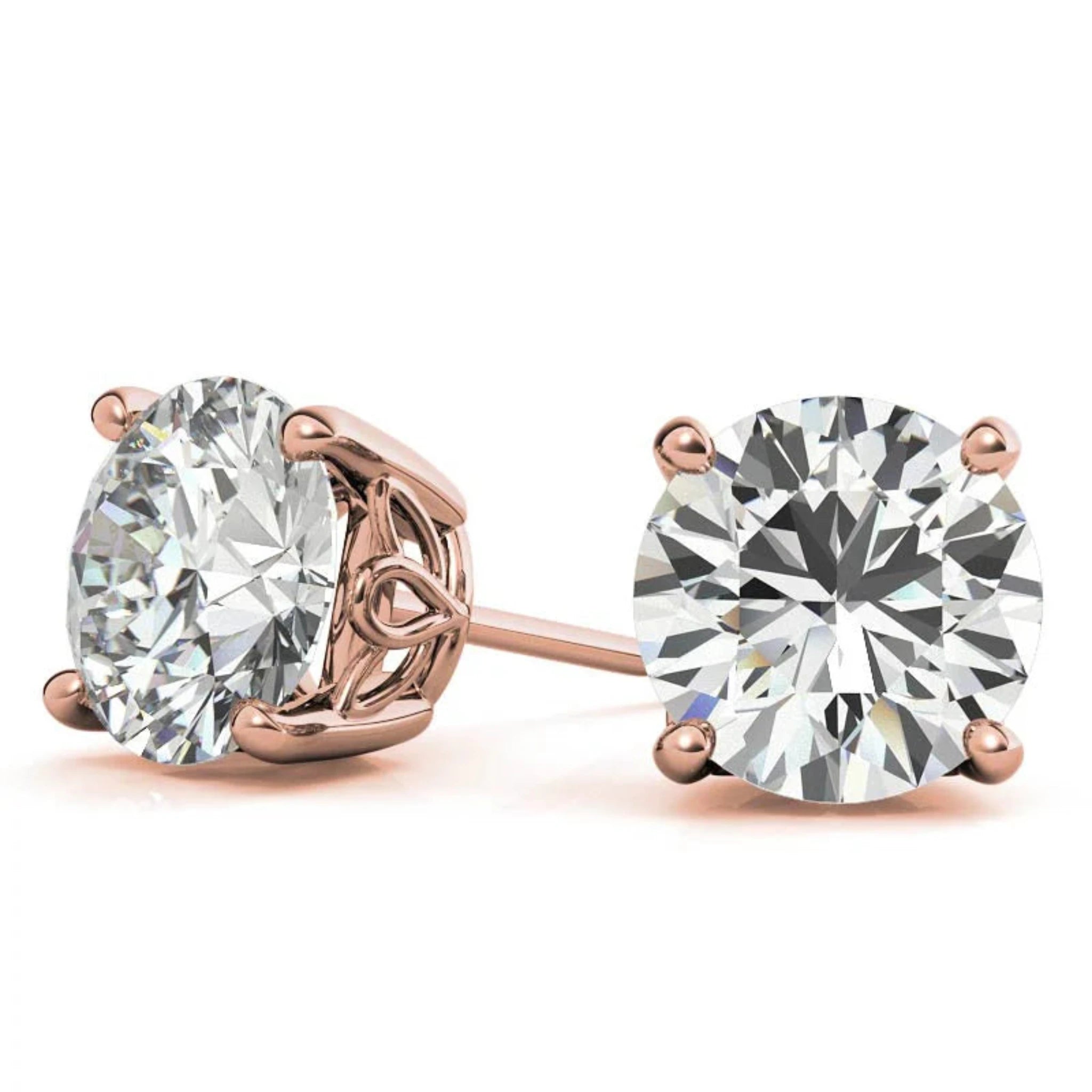 Timeless Round Sparkling Rose Gold Silver Filigree Basket Stud Earring for Women