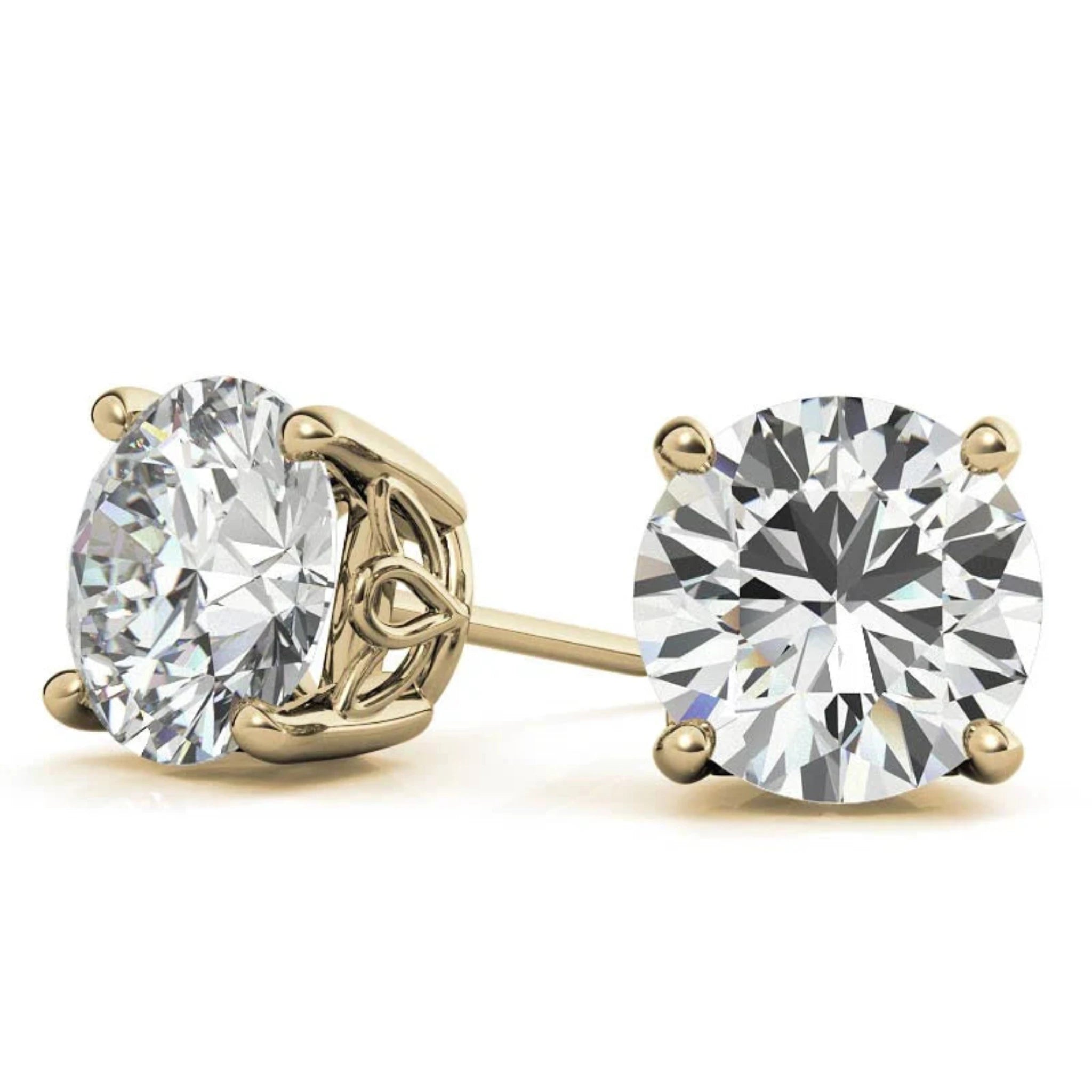 Timeless Round Sparkling Yellow Gold Silver Filigree Basket Stud Earring for Women