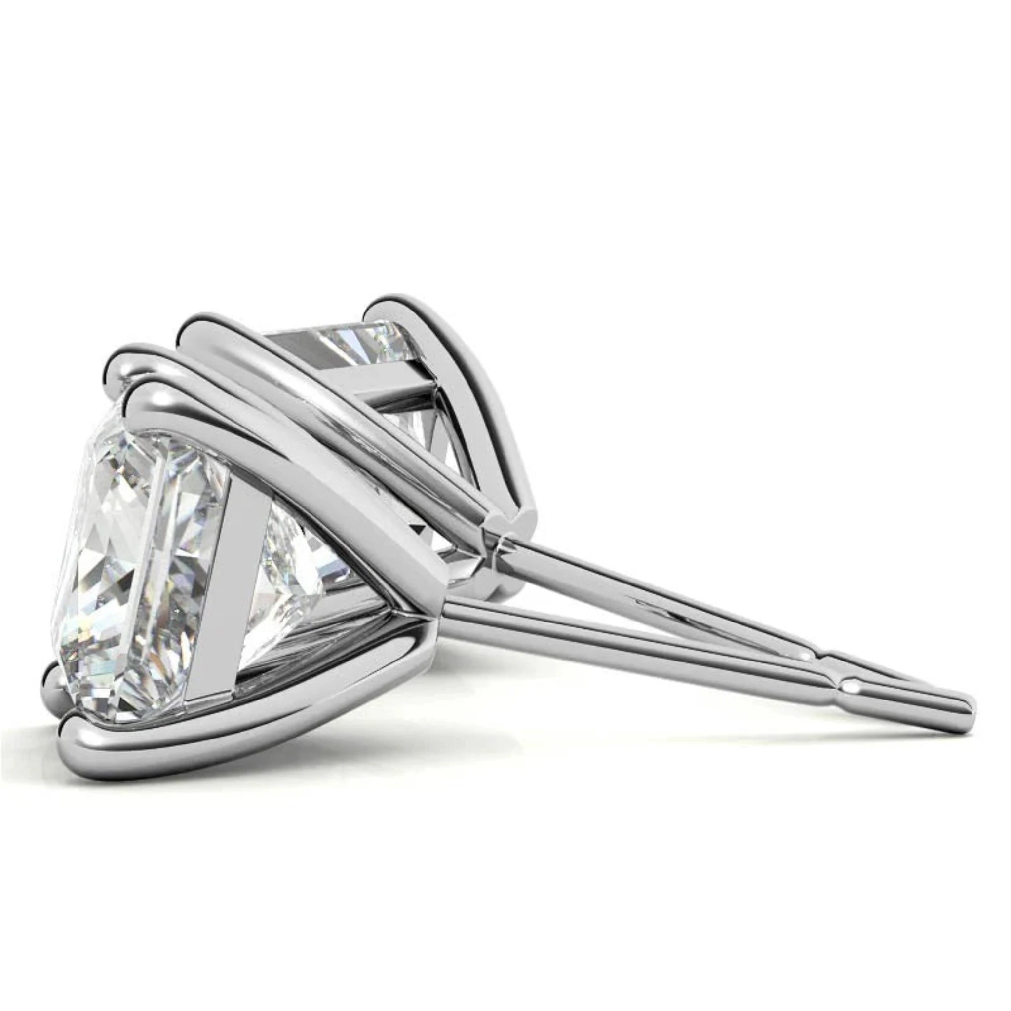 Refined Square Solitaire White Gold Silver Sparkle Earring For Woman