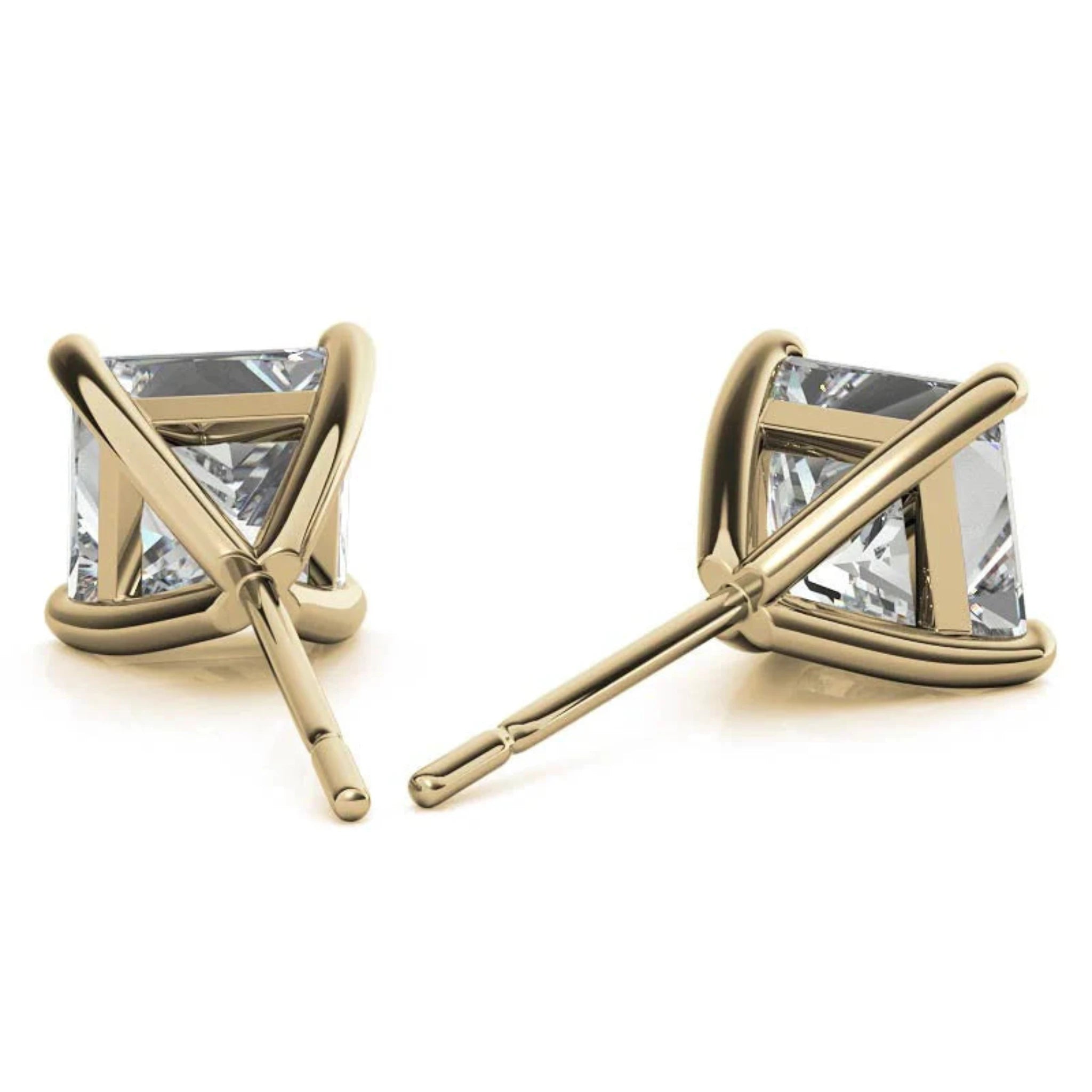 Sophisticated Square Solitaire Yellow Gold Silver Sparkle Earring For Woman