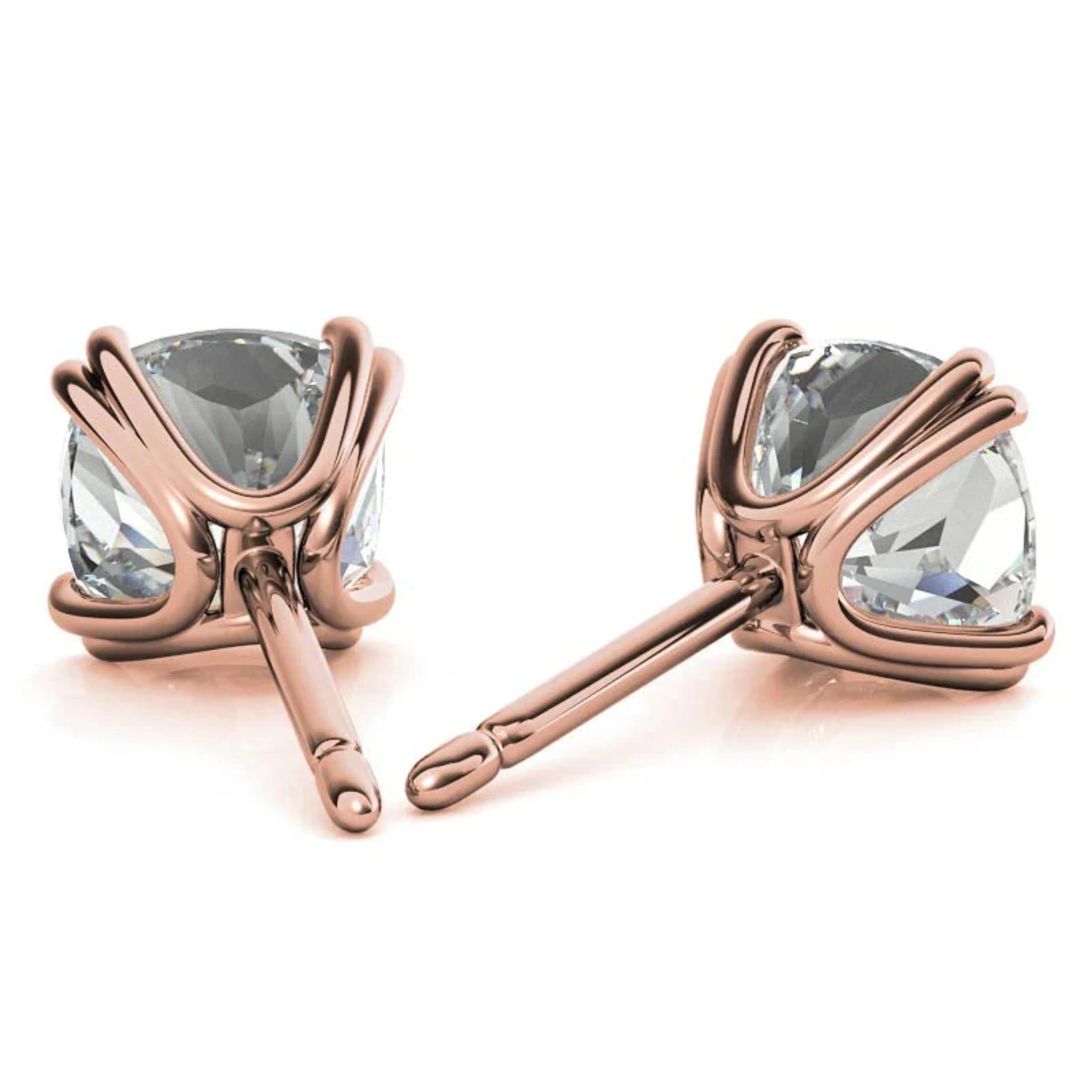 Radiant Cushion-Cut Solitaire Rose Gold Silver Sparkling Earring For Woman