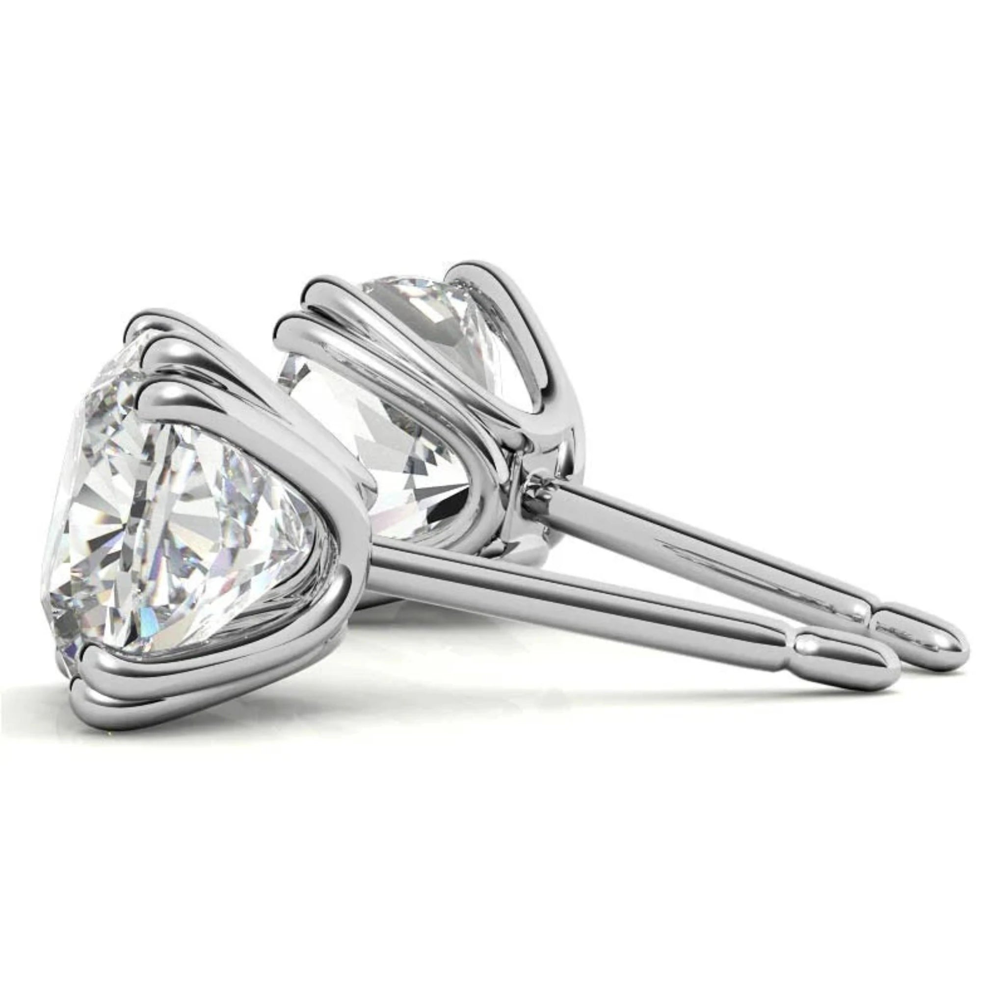 Radiant Cushion-Cut Solitaire White Gold Silver Sparkling Earring For Woman