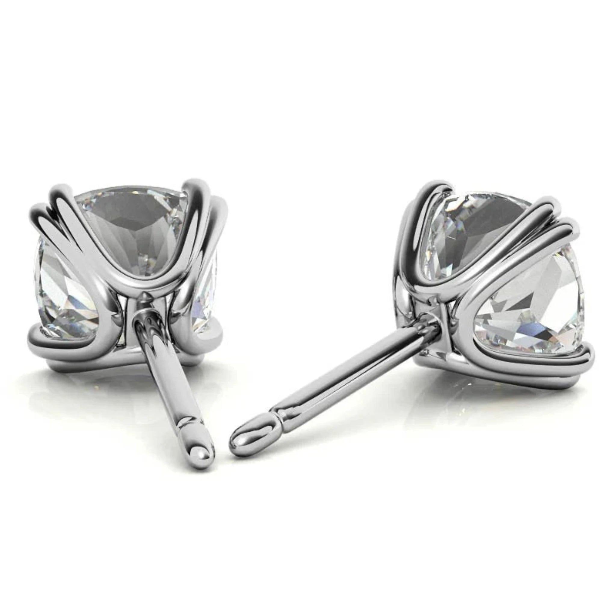 Radiant Cushion-Cut Solitaire White Gold Silver Sparkling Earring For Woman