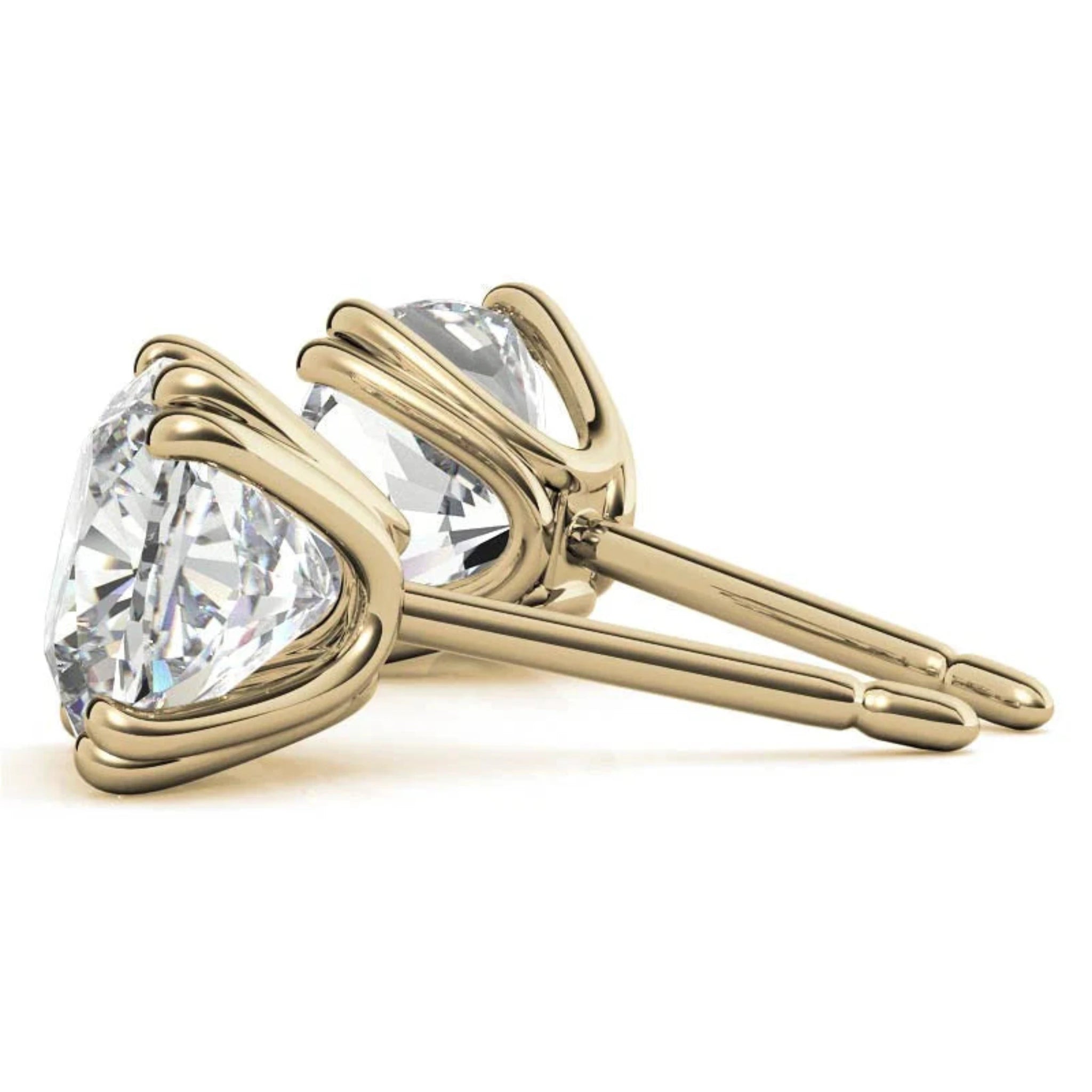 Radiant Cushion-Cut Solitaire Yellow Gold Silver Sparkling Earring For Woman