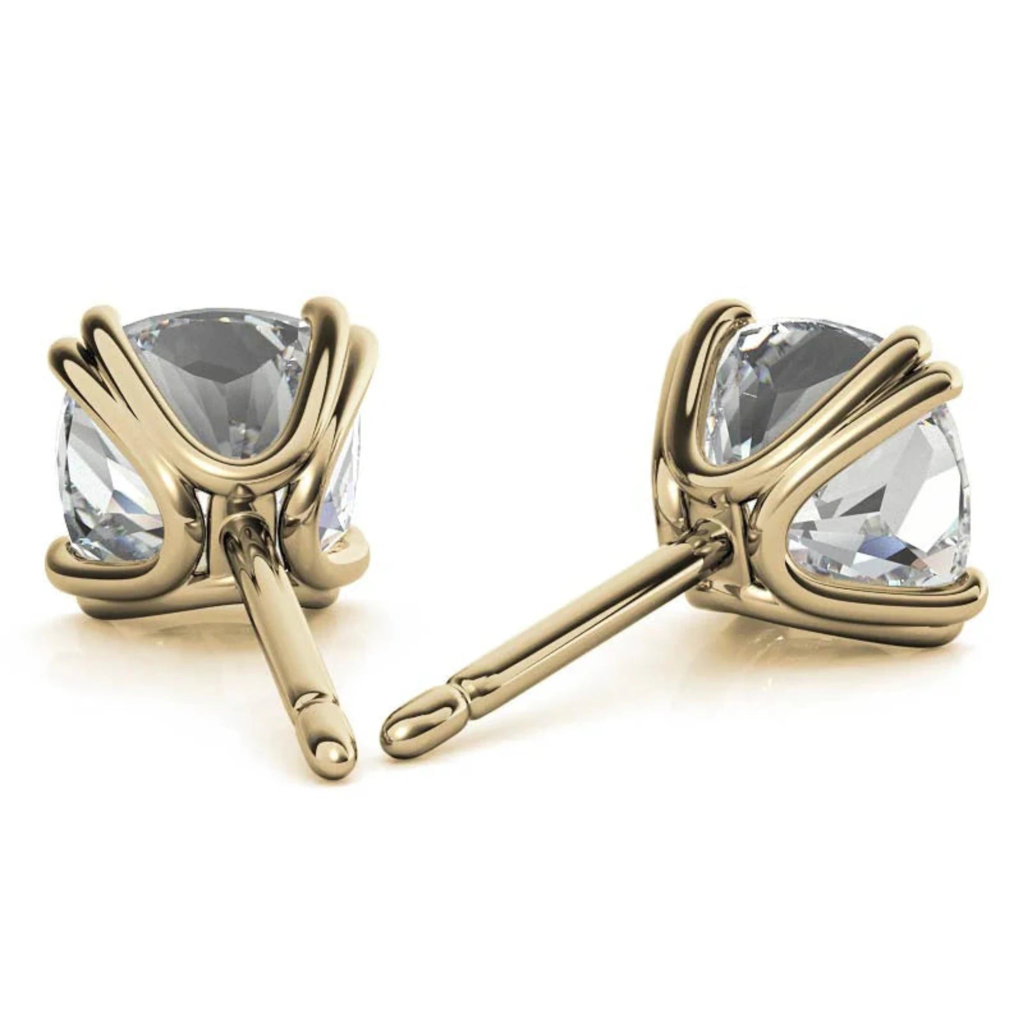 Radiant Cushion-Cut Solitaire Yellow Gold Silver Sparkling Earring For Woman