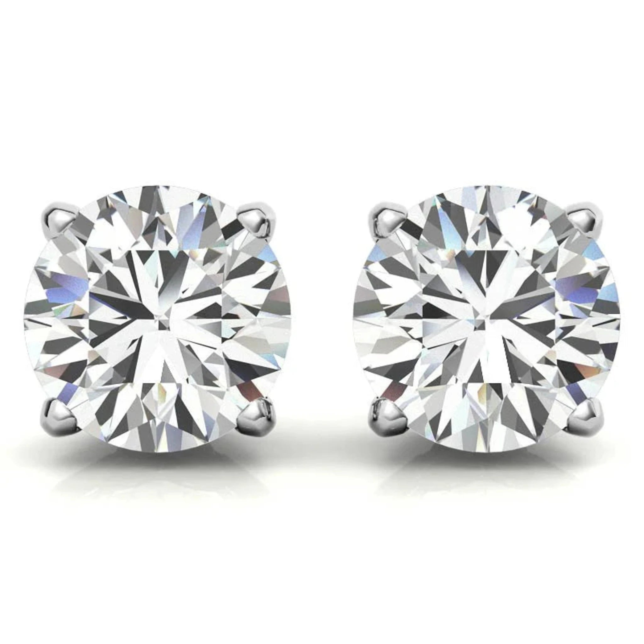 Elegant Round Solitaire White Gold Silver Sparkling Stud Earrings for Women